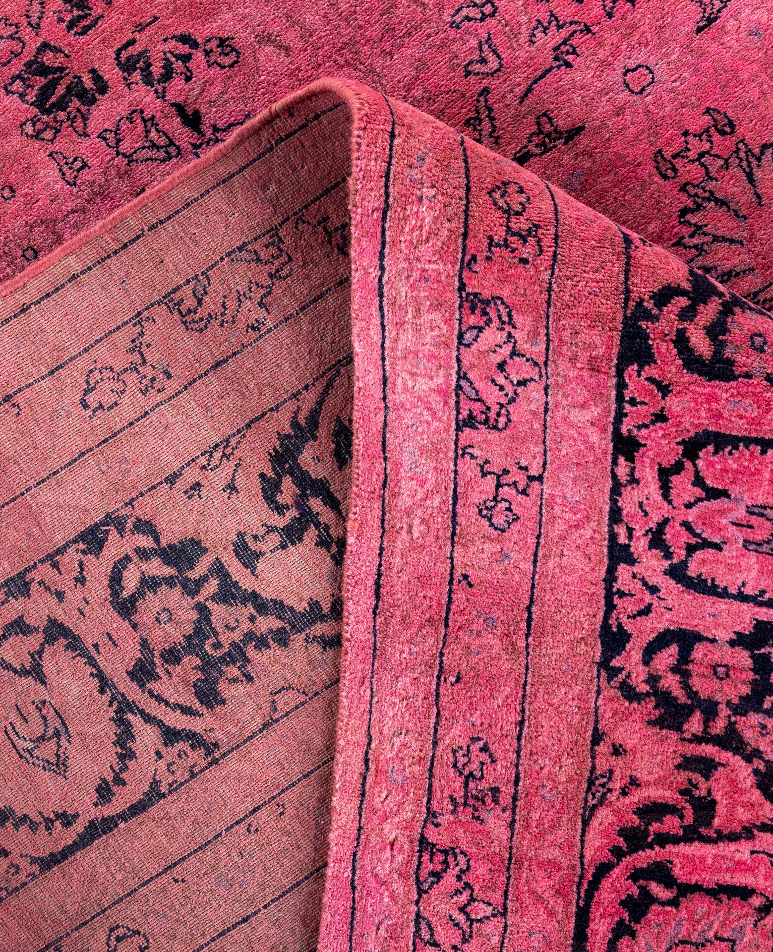 Overdyed Einzigartige Wolle Rosa Bereich Teppich 8' 1