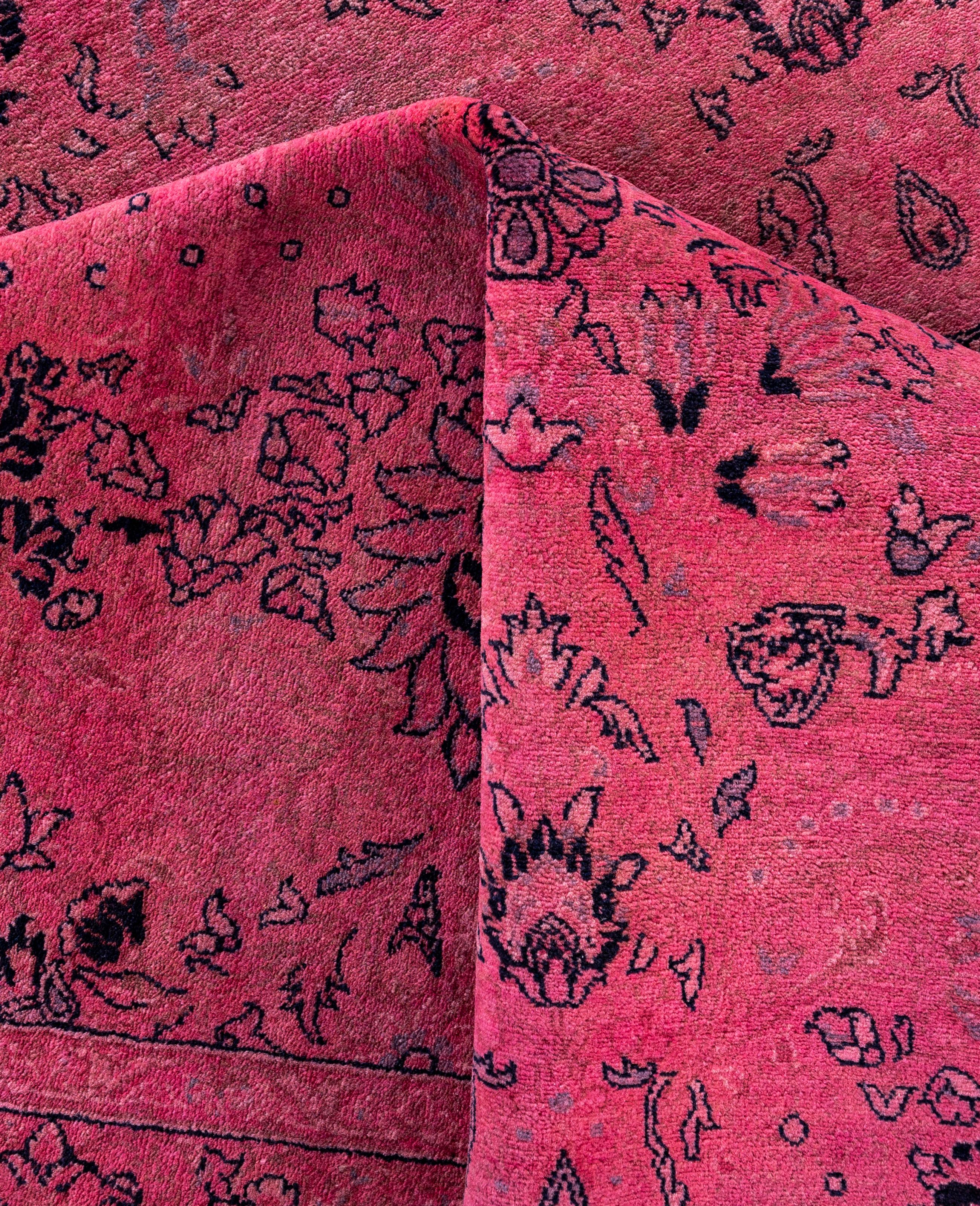 Overdyed Einzigartige Wolle Rosa Bereich Teppich 8' 1