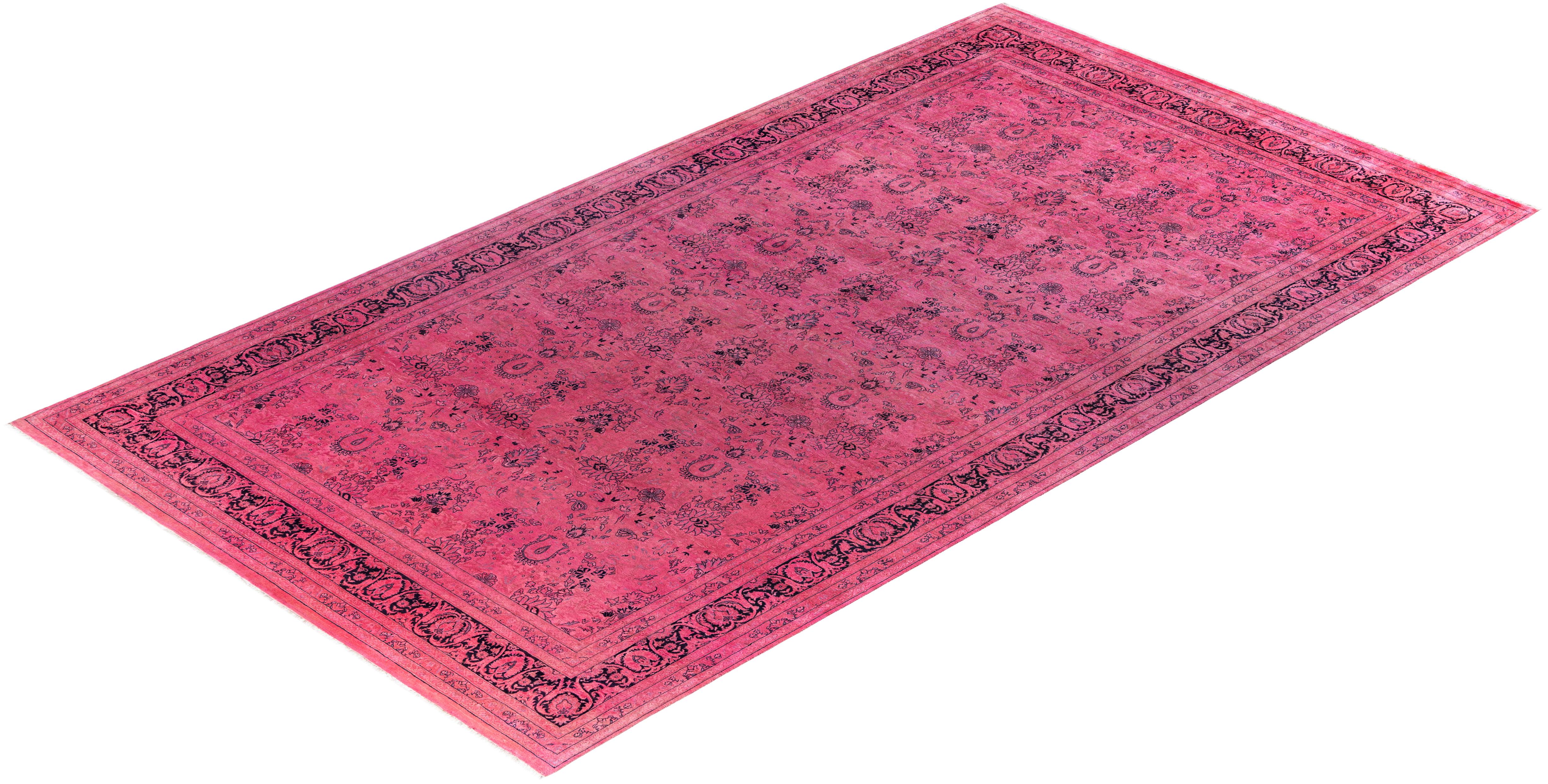 Overdyed Einzigartige Wolle Rosa Bereich Teppich 8' 1