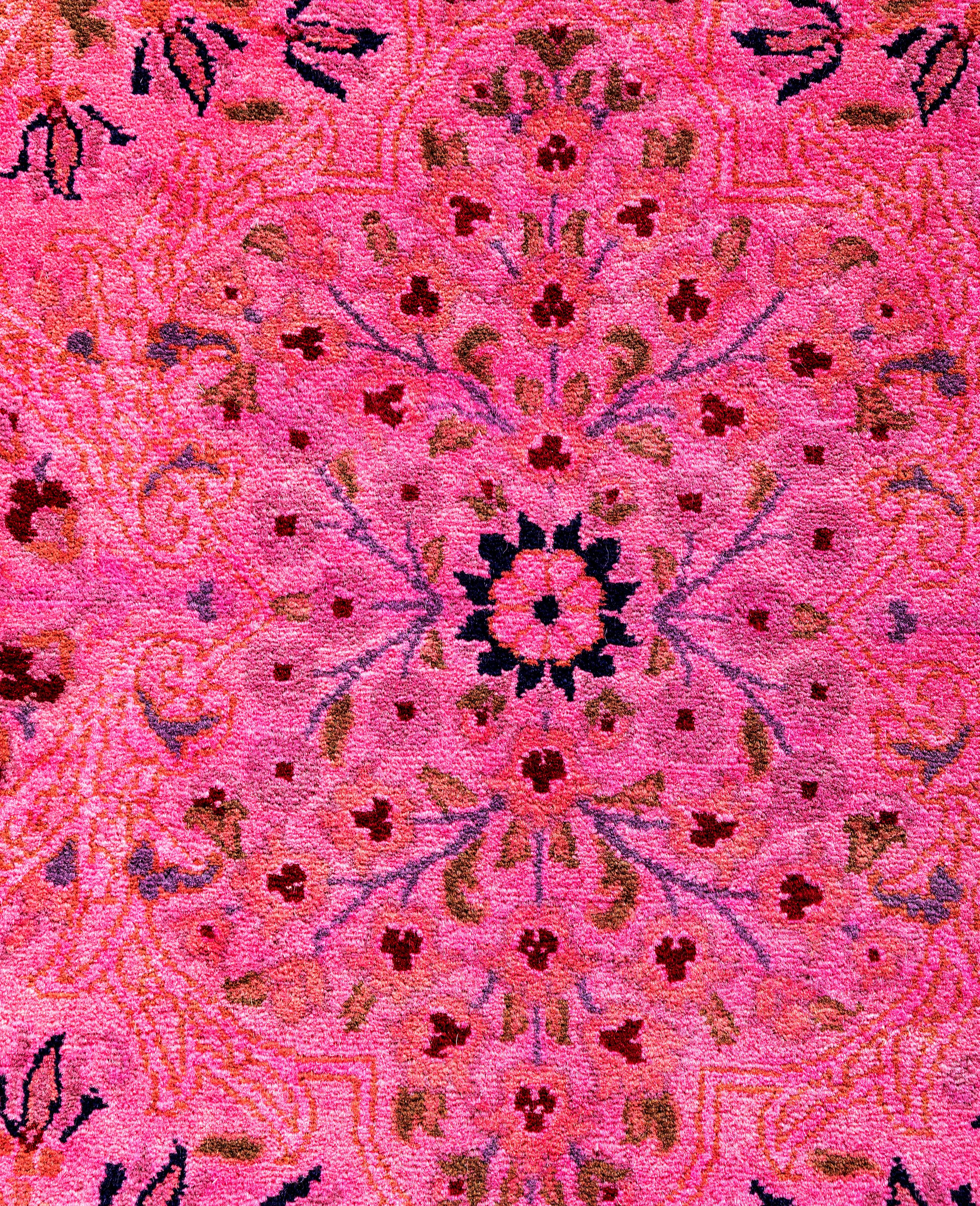 Overdyed Einzigartige Wolle Rosa Bereich Teppich 8' 1