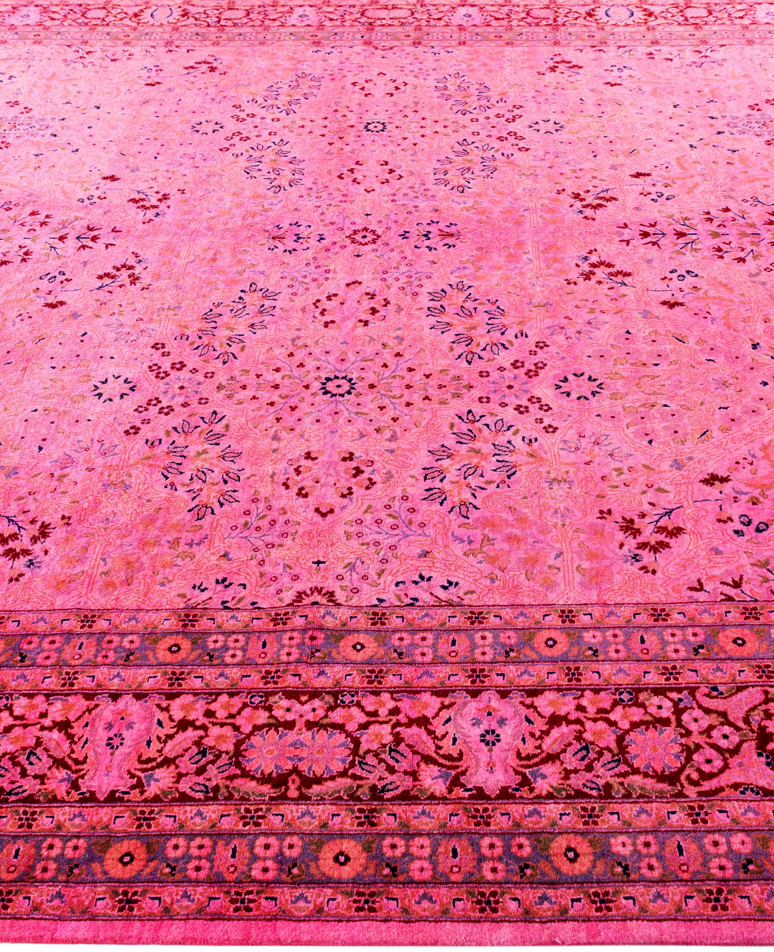 Overdyed Einzigartige Wolle Rosa Bereich Teppich 8' 1