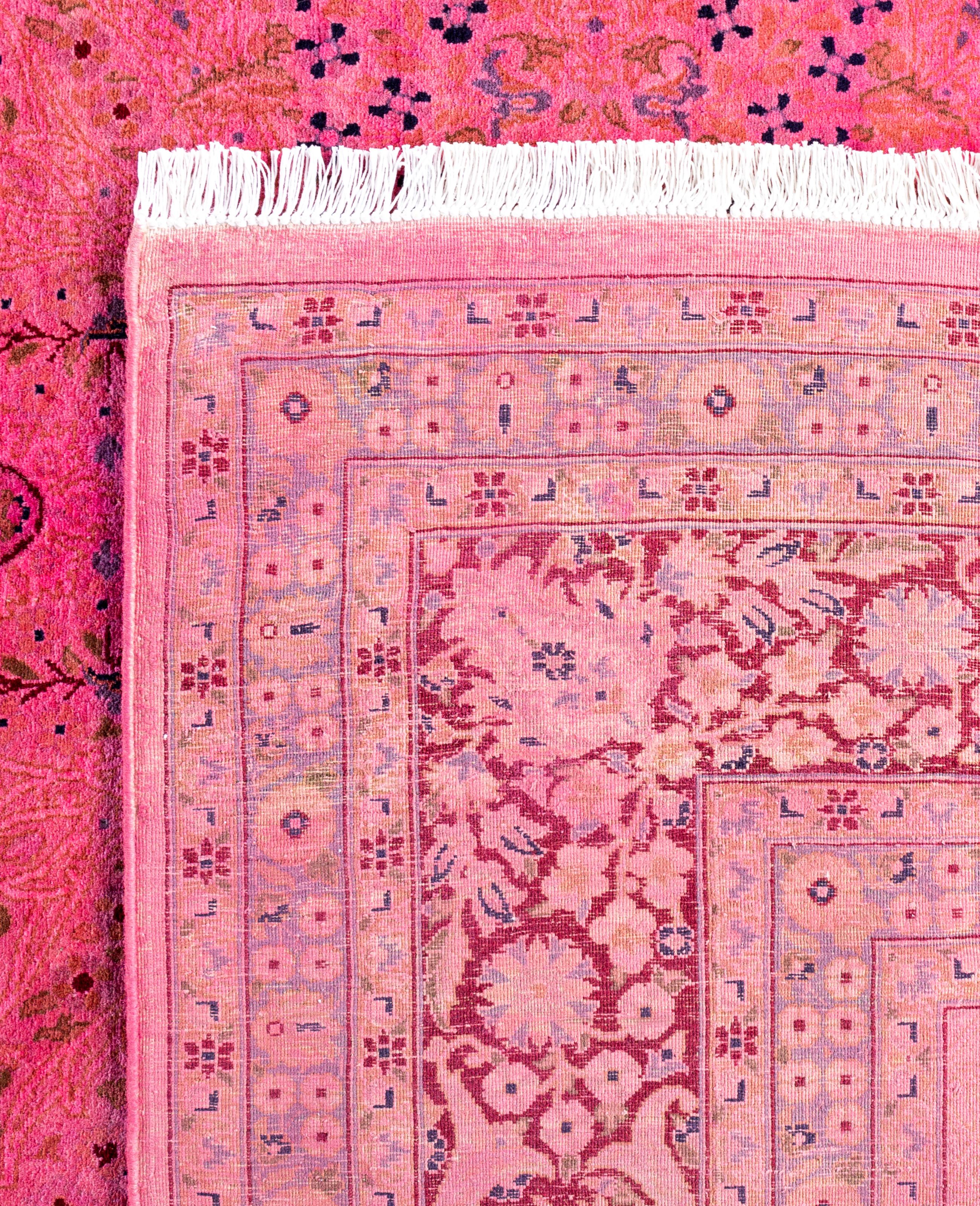 Overdyed Einzigartige Wolle Rosa Bereich Teppich 8' 1
