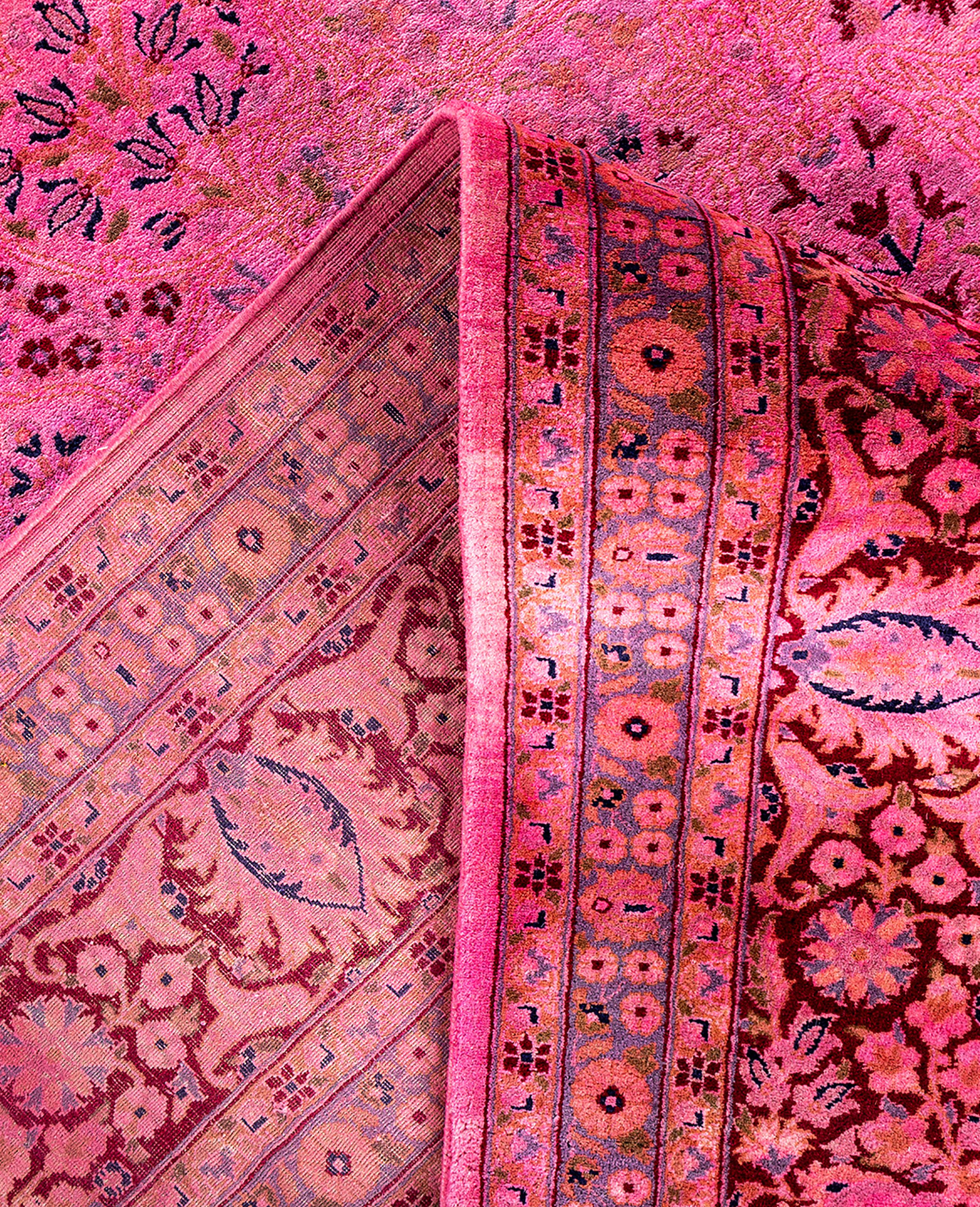Overdyed Einzigartige Wolle Rosa Bereich Teppich 8' 1