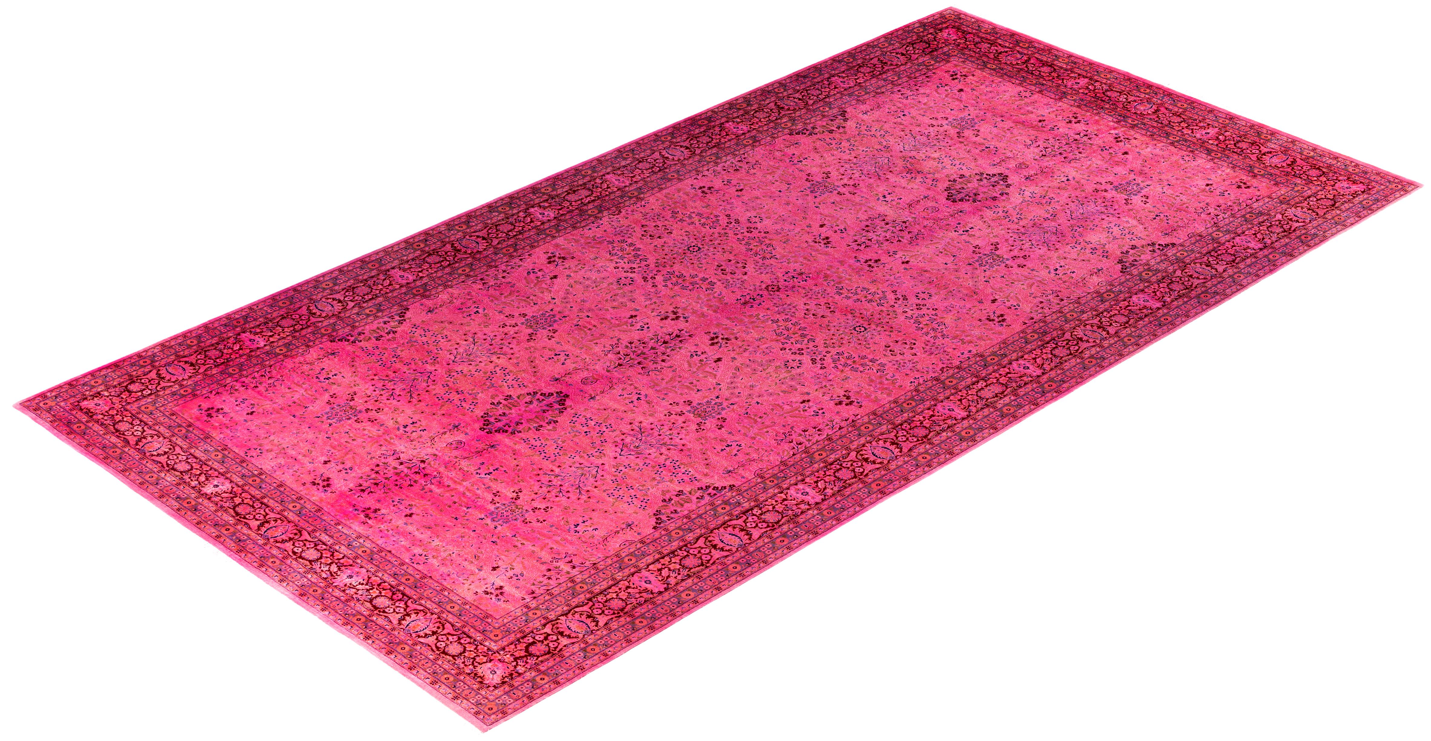 Overdyed Einzigartige Wolle Rosa Bereich Teppich 8' 1