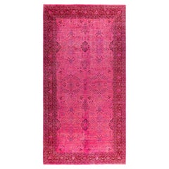 Overdyed Einzigartige Wolle Rosa Bereich Teppich 8' 1" x 15' 8"