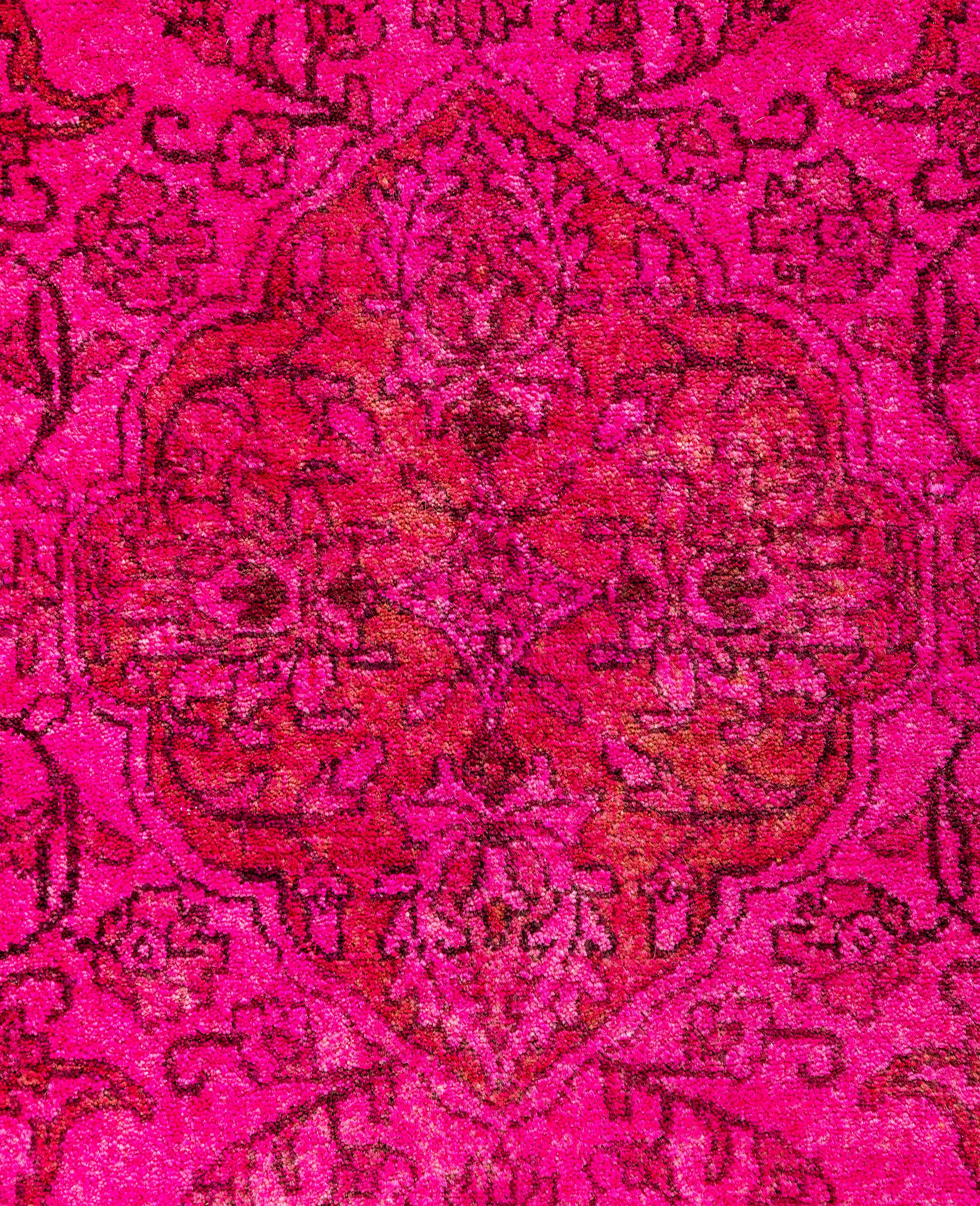 Alfombra de lana Overdyed Única Rosa 8' 2