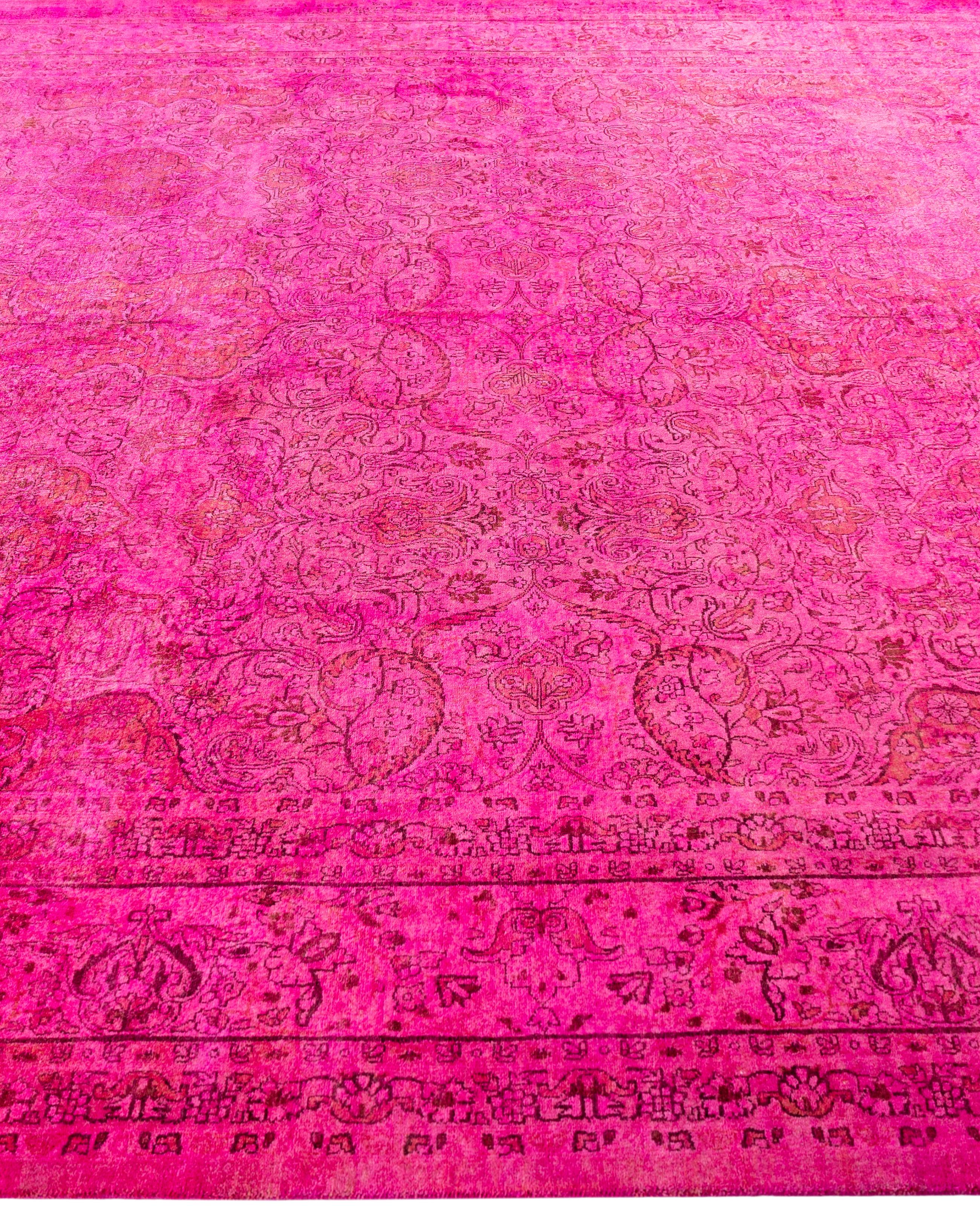 Alfombra de lana Overdyed Única Rosa 8' 2