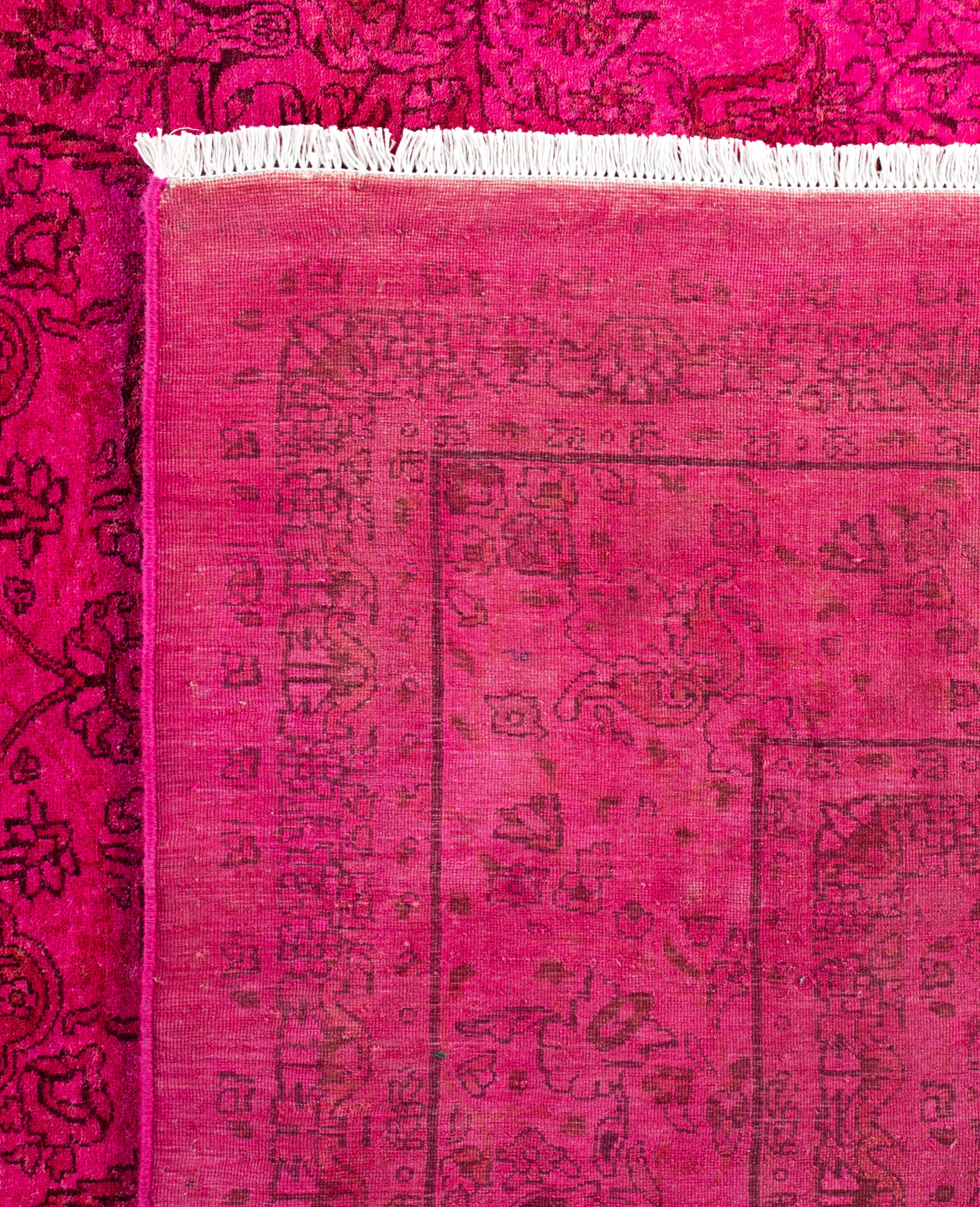 Alfombra de lana Overdyed Única Rosa 8' 2