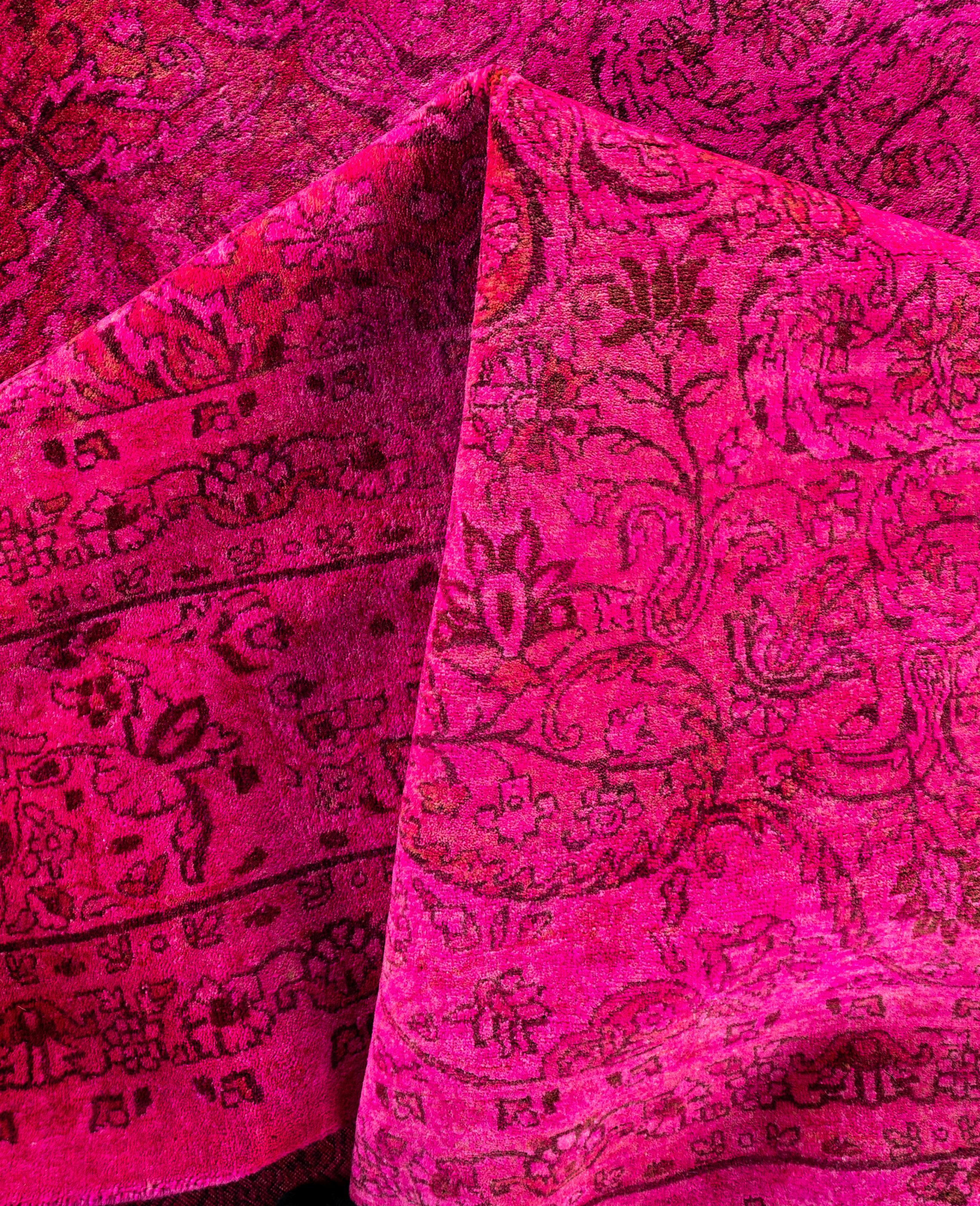 Alfombra de lana Overdyed Única Rosa 8' 2