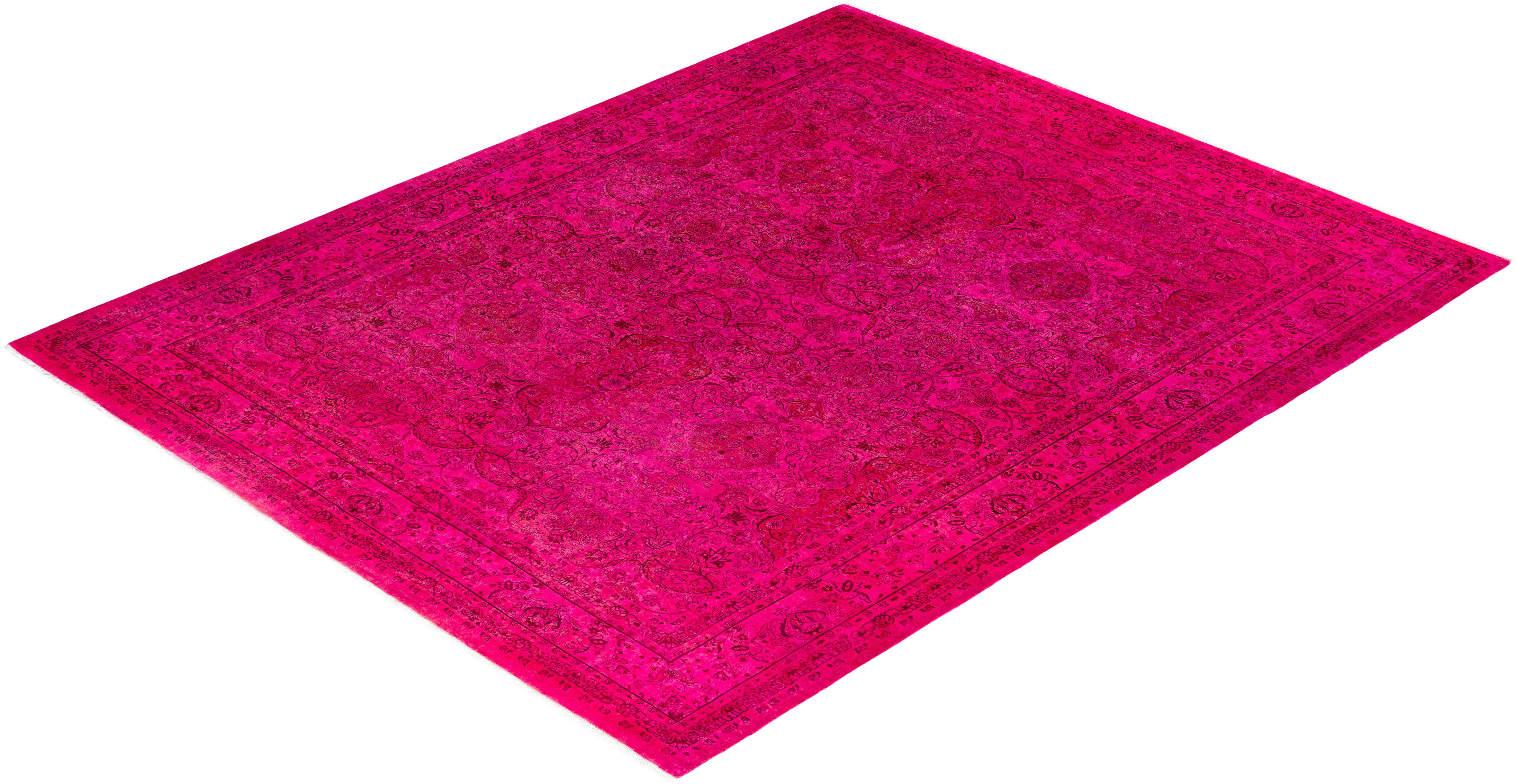 Alfombra de lana Overdyed Única Rosa 8' 2