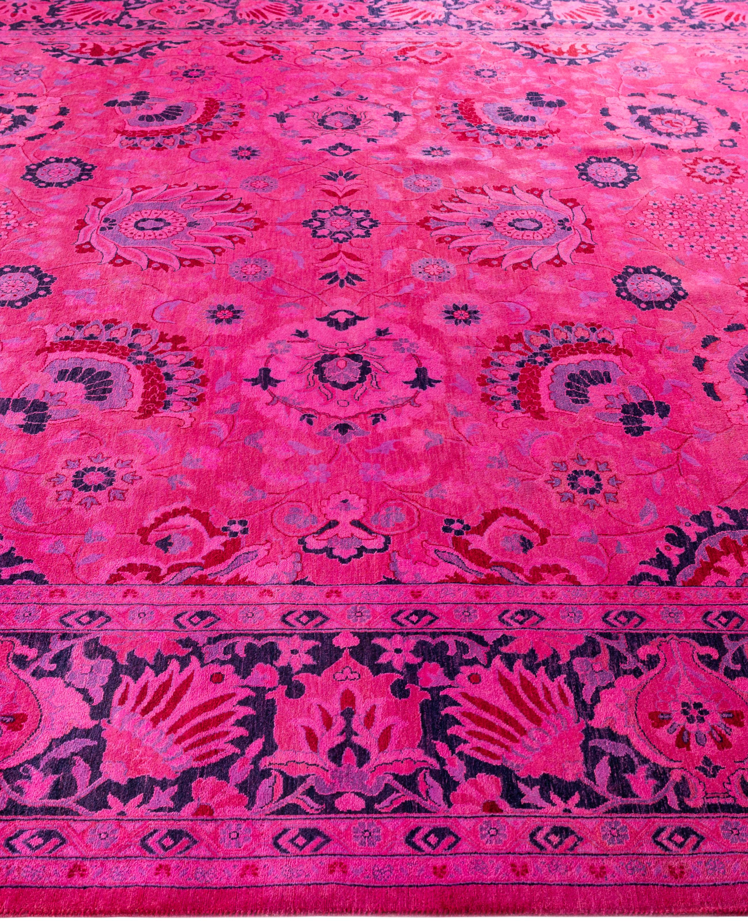 Alfombra de lana Overdyed Única Rosa 8' 3