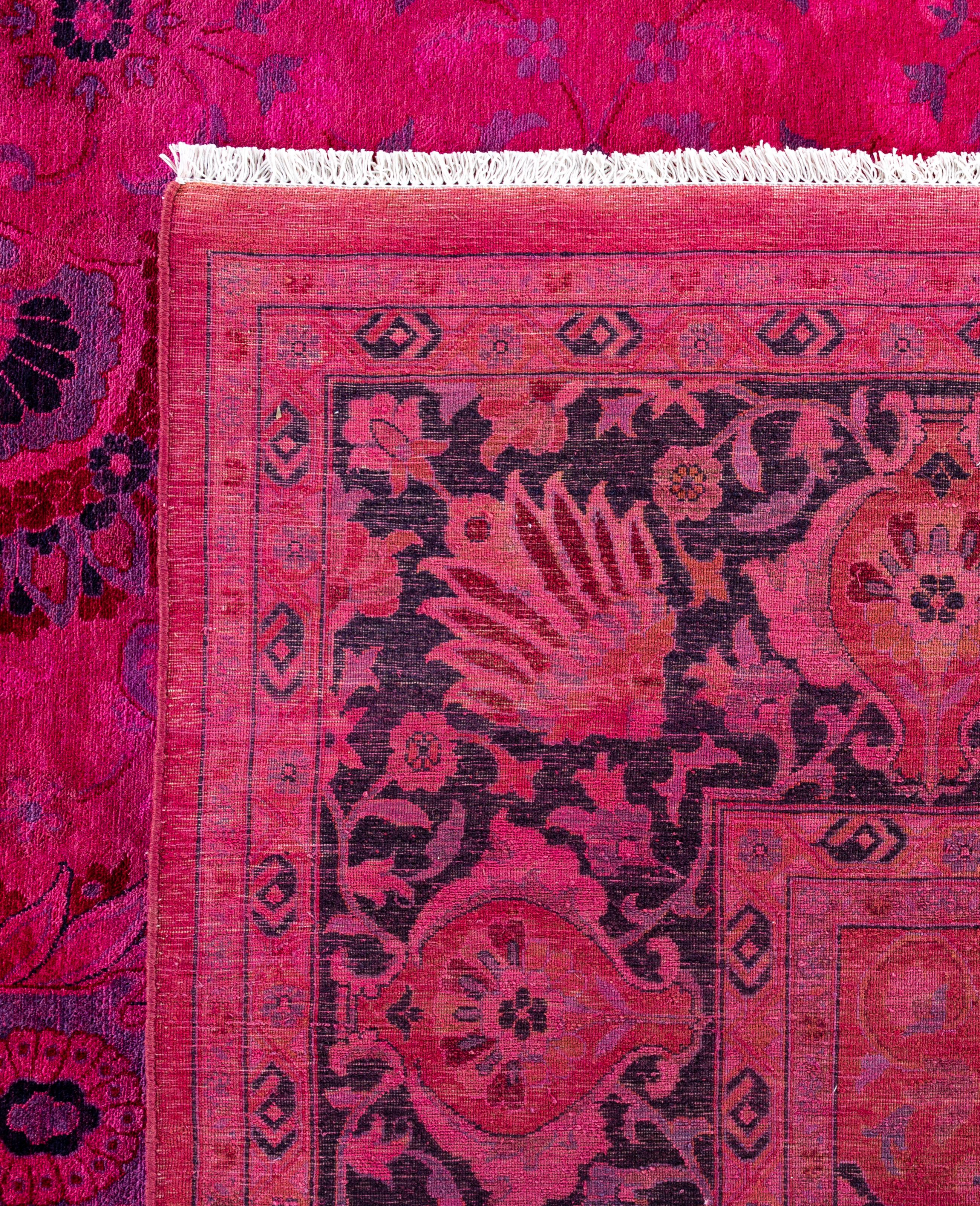 Alfombra de lana Overdyed Única Rosa 8' 3