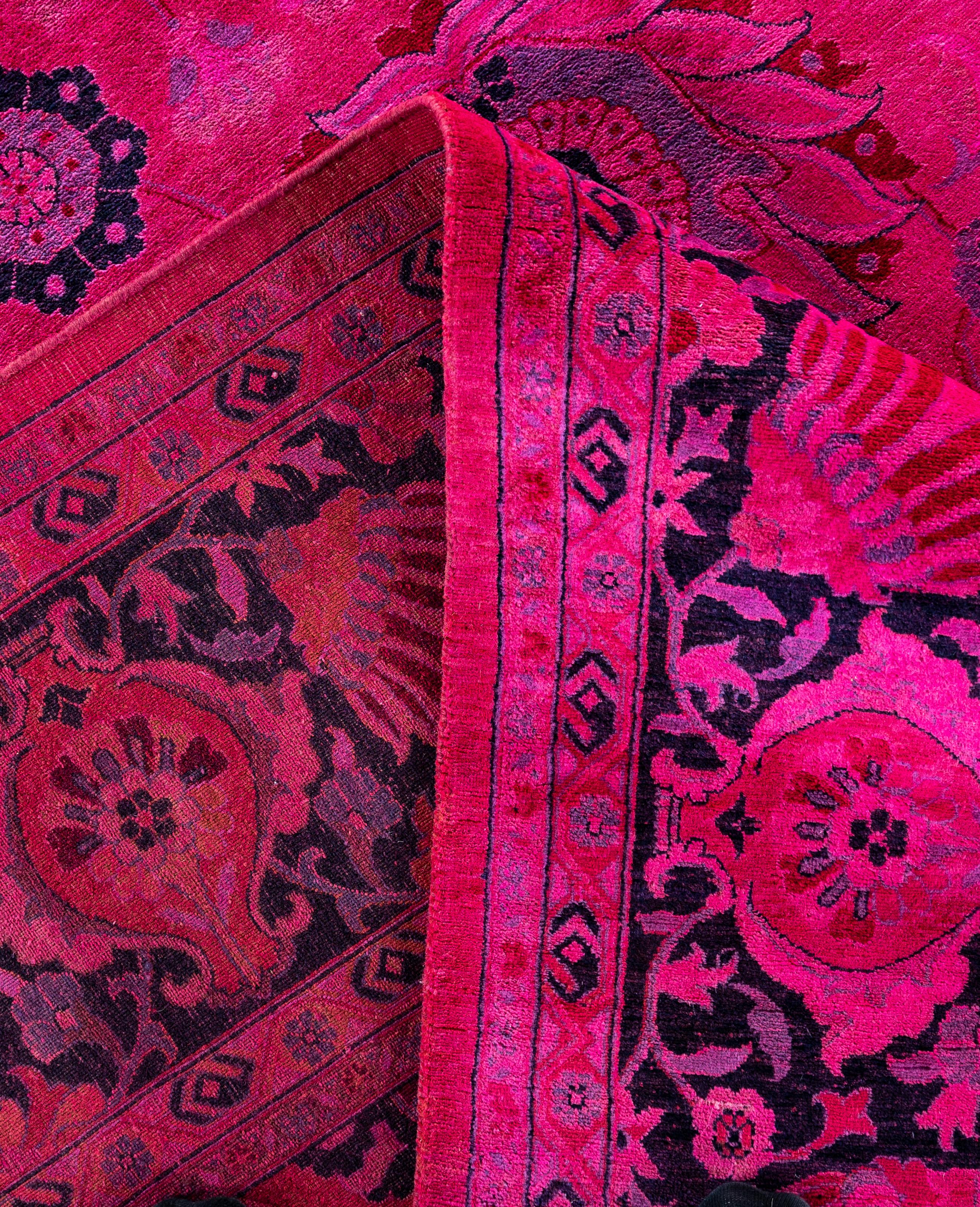Alfombra de lana Overdyed Única Rosa 8' 3