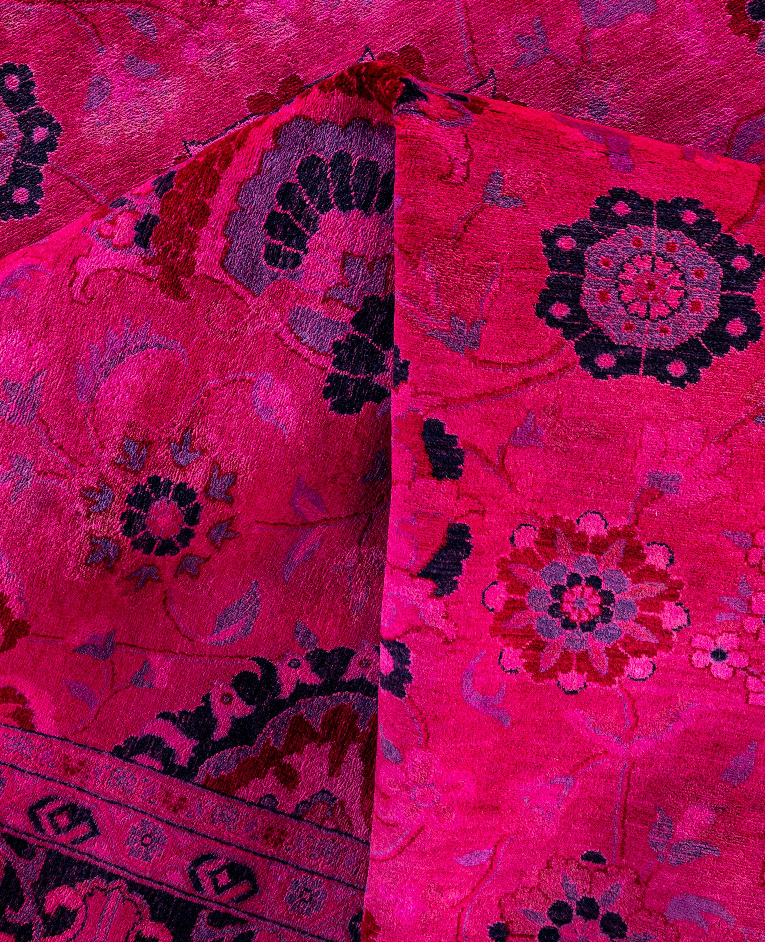 Alfombra de lana Overdyed Única Rosa 8' 3