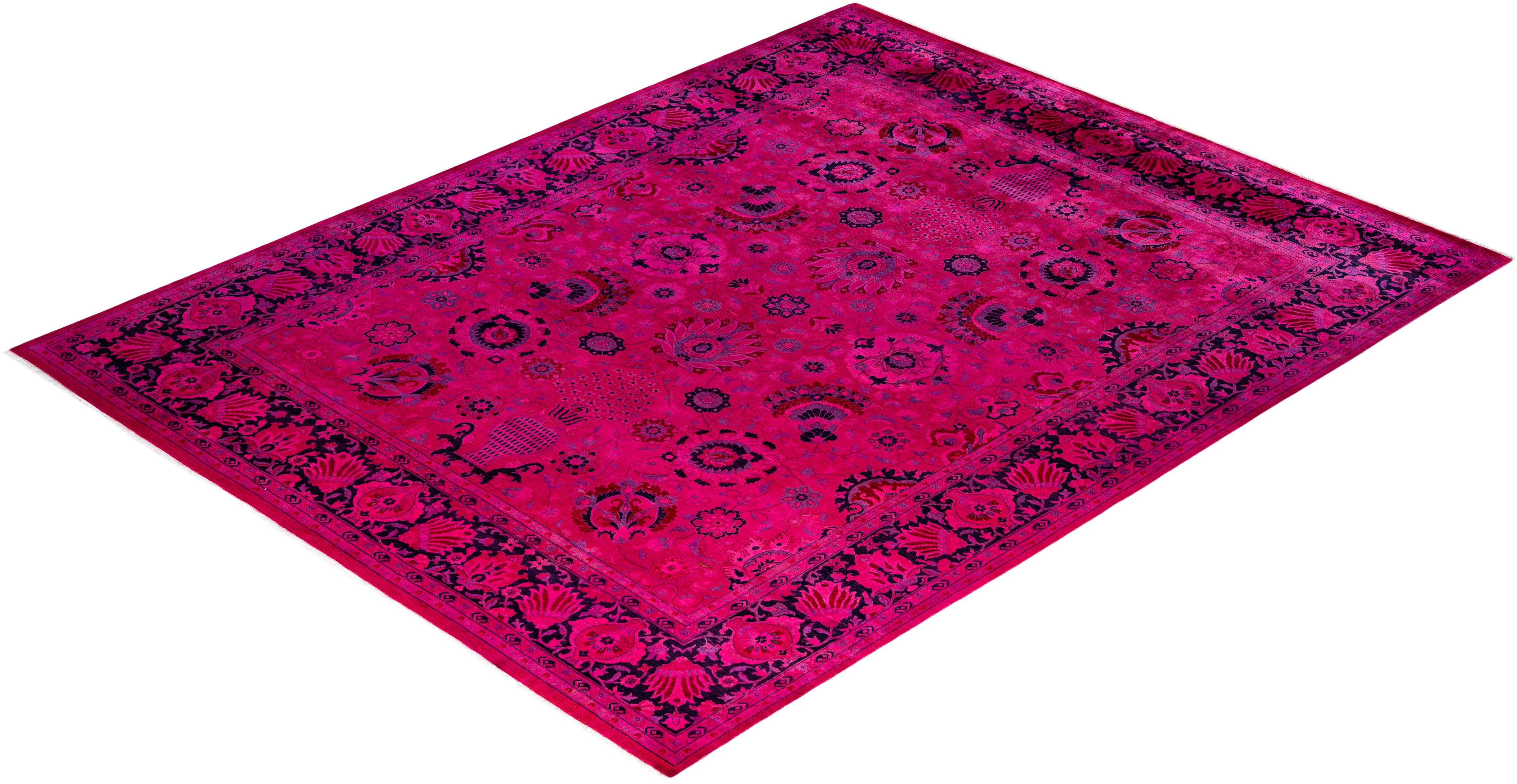 Alfombra de lana Overdyed Única Rosa 8' 3