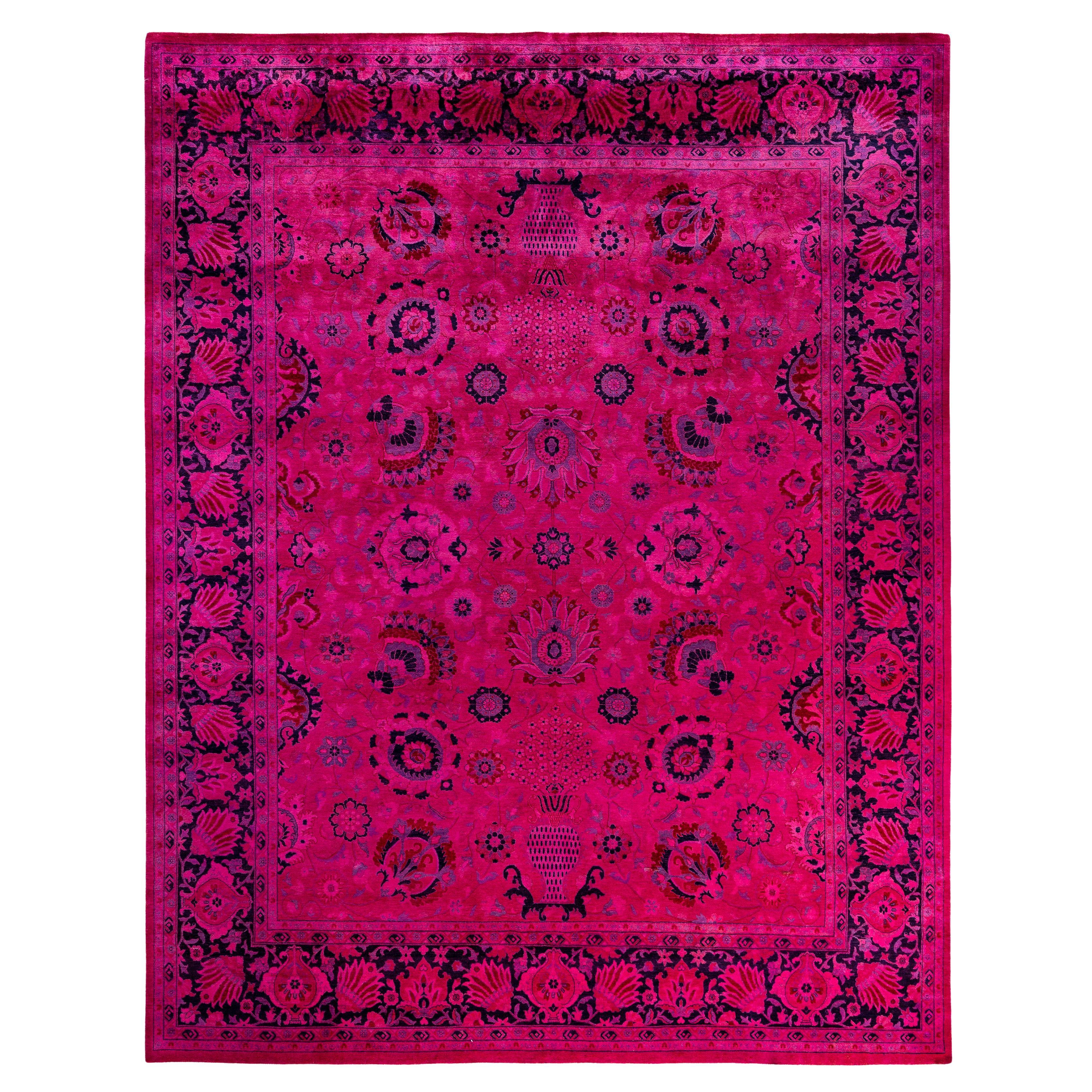 Alfombra de lana Overdyed Única Rosa 8' 3" x 10' 5"