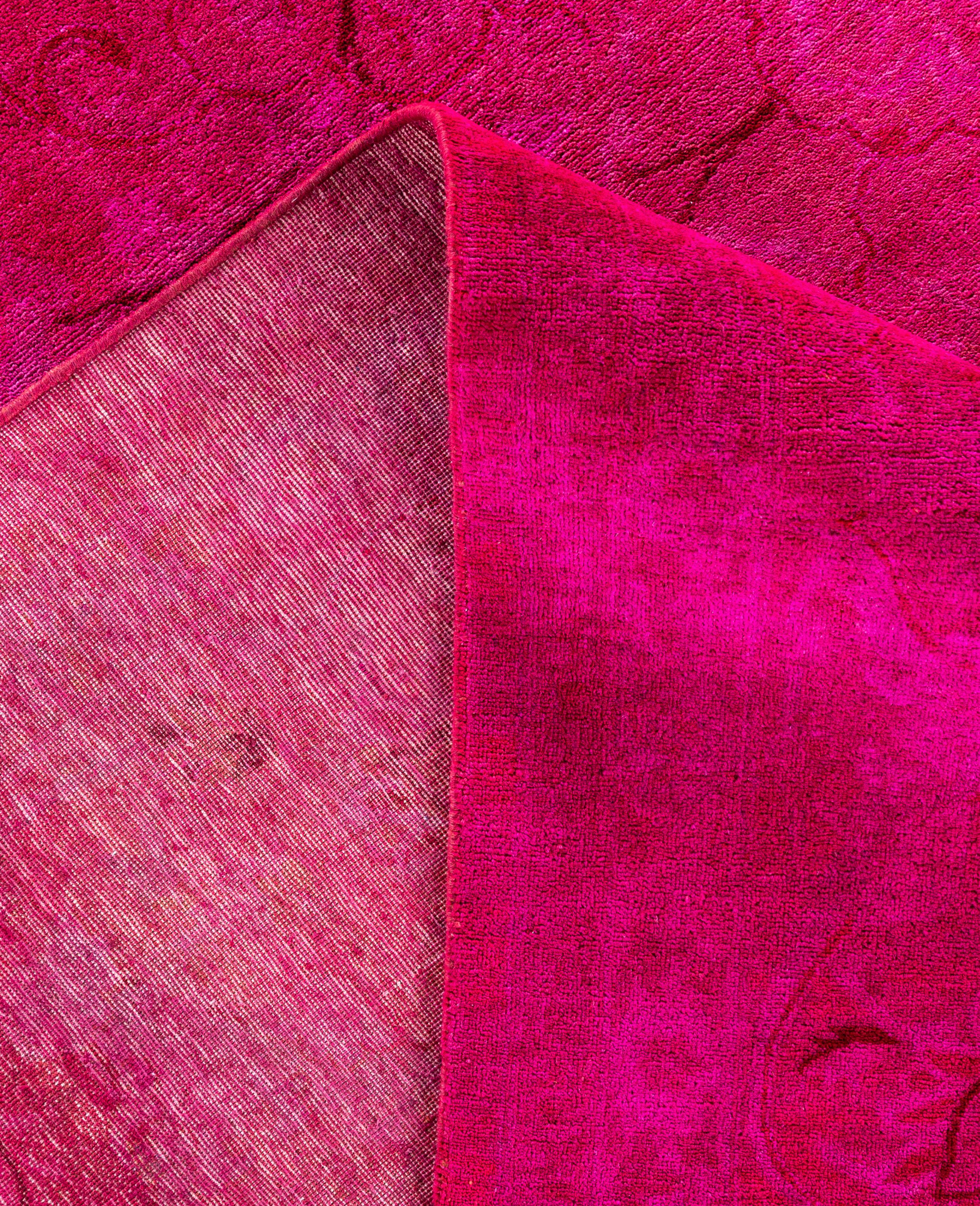 XXI secolo e contemporaneo Tappeto Area Rosa in Lana Overdyed Unico nel suo genere 9' 1