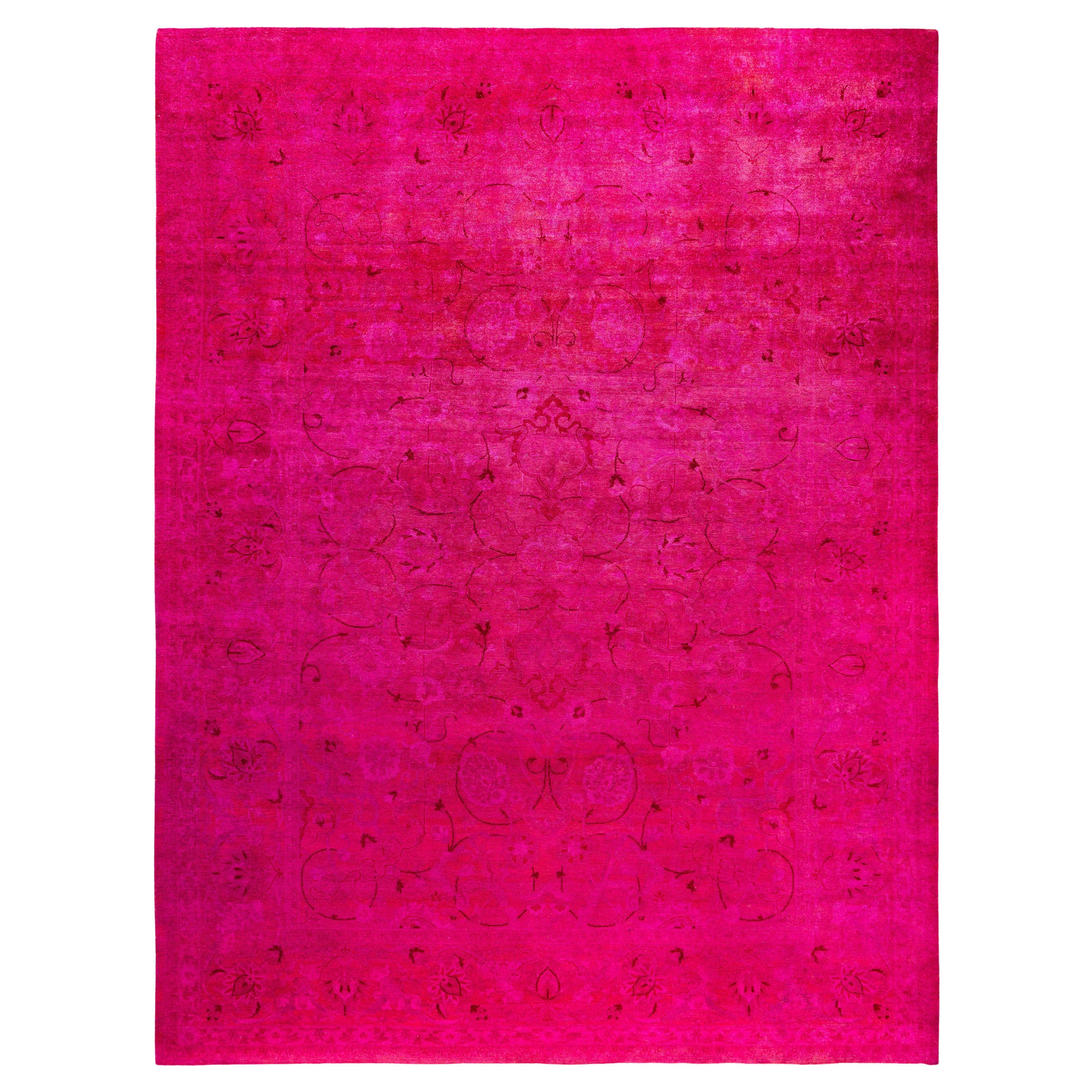 Tappeto Area Rosa in Lana Overdyed Unico nel suo genere 9' 1" x 12' 1" in vendita
