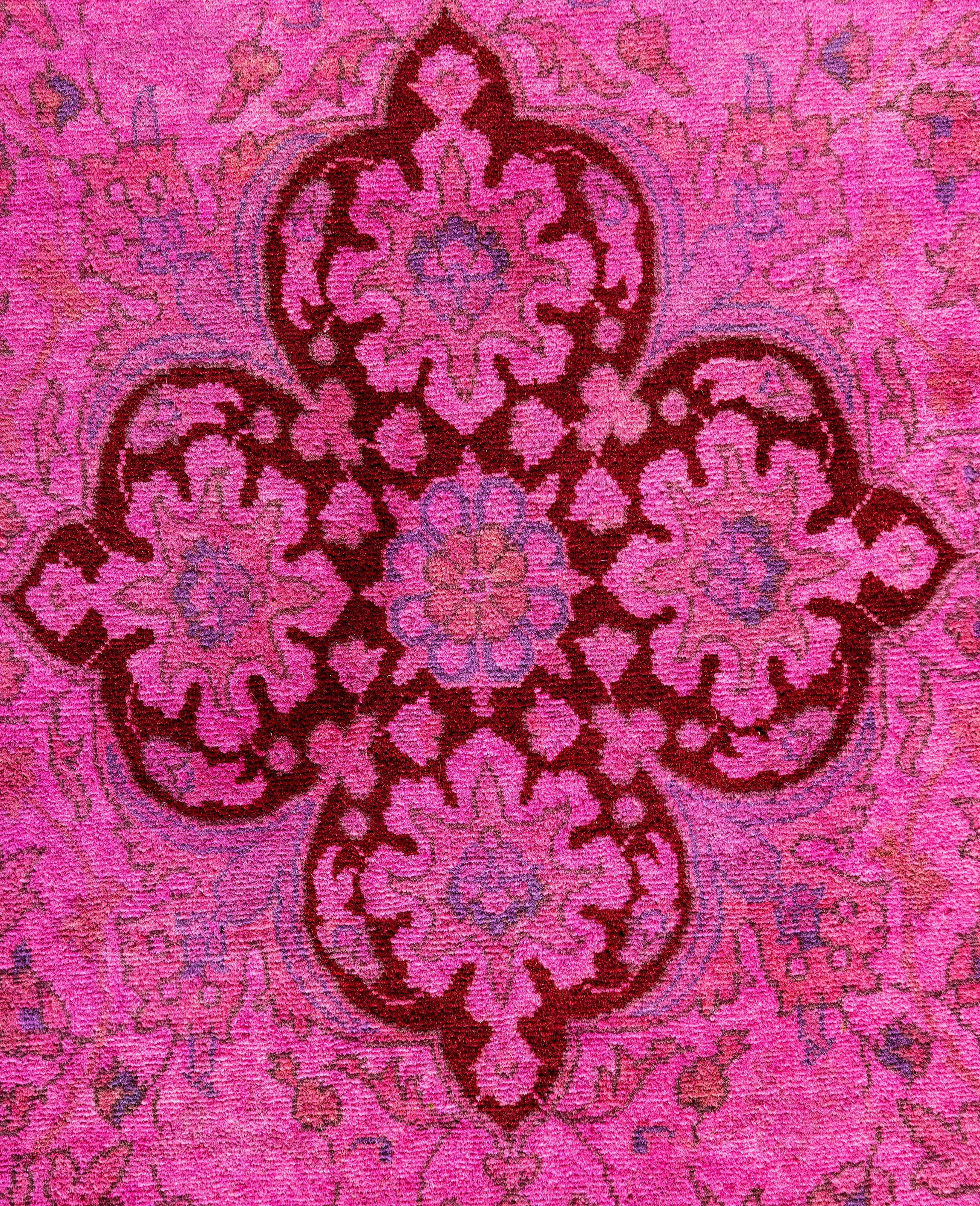 Pakistanais Tapis de sol en laine surteint et unique en son genre rose 9' 1