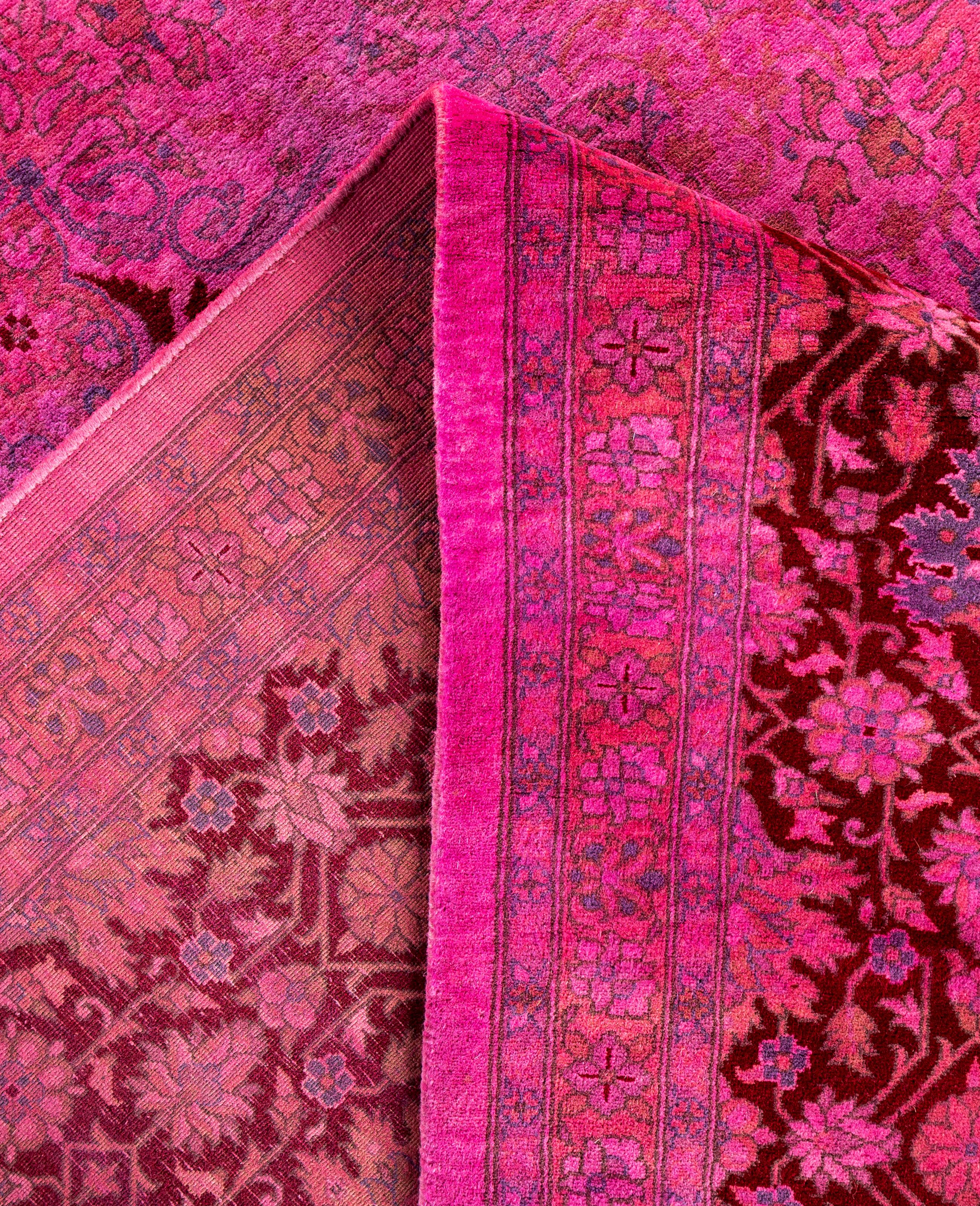 XXIe siècle et contemporain Tapis de sol en laine surteint et unique en son genre rose 9' 1