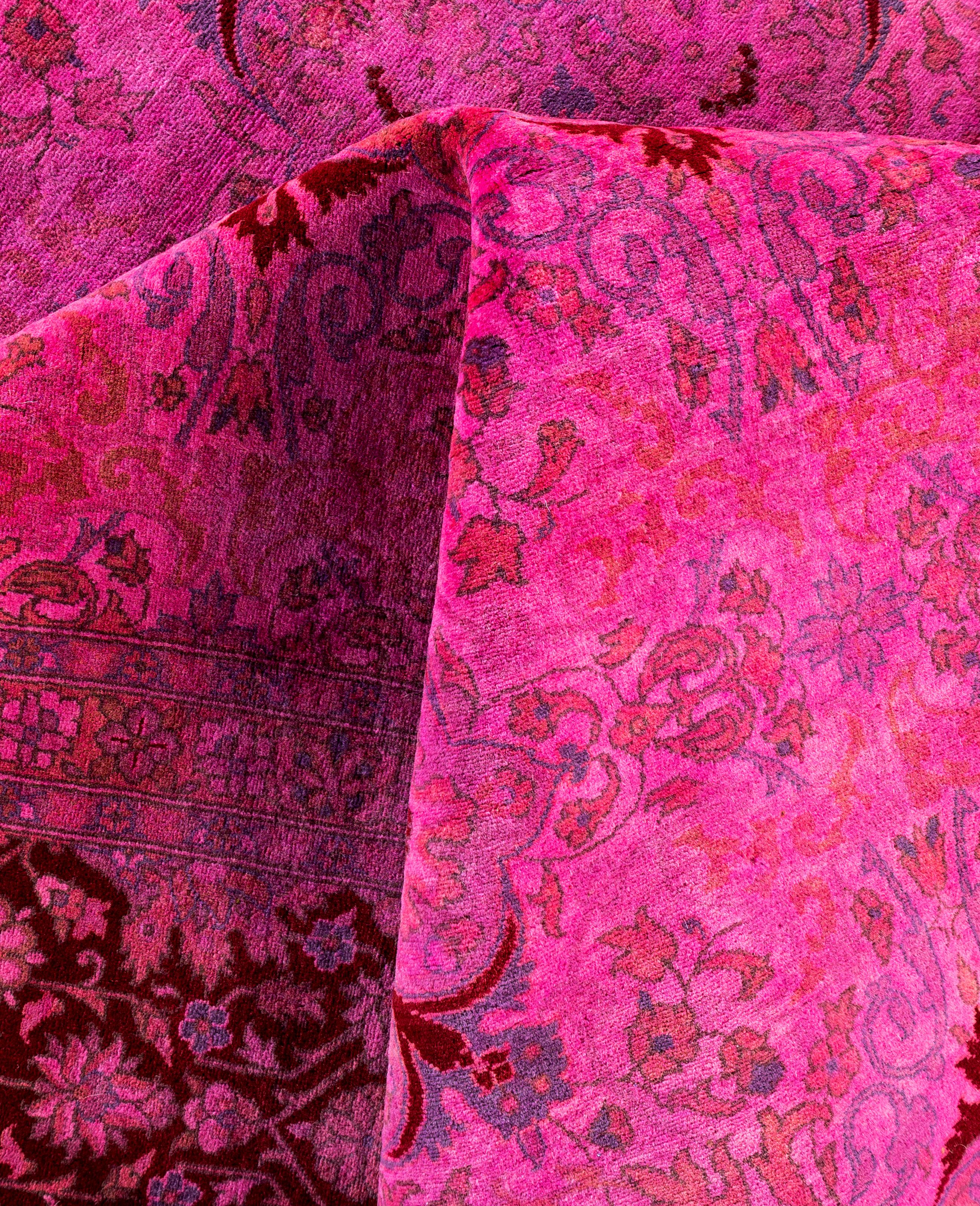Laine Tapis de sol en laine surteint et unique en son genre rose 9' 1