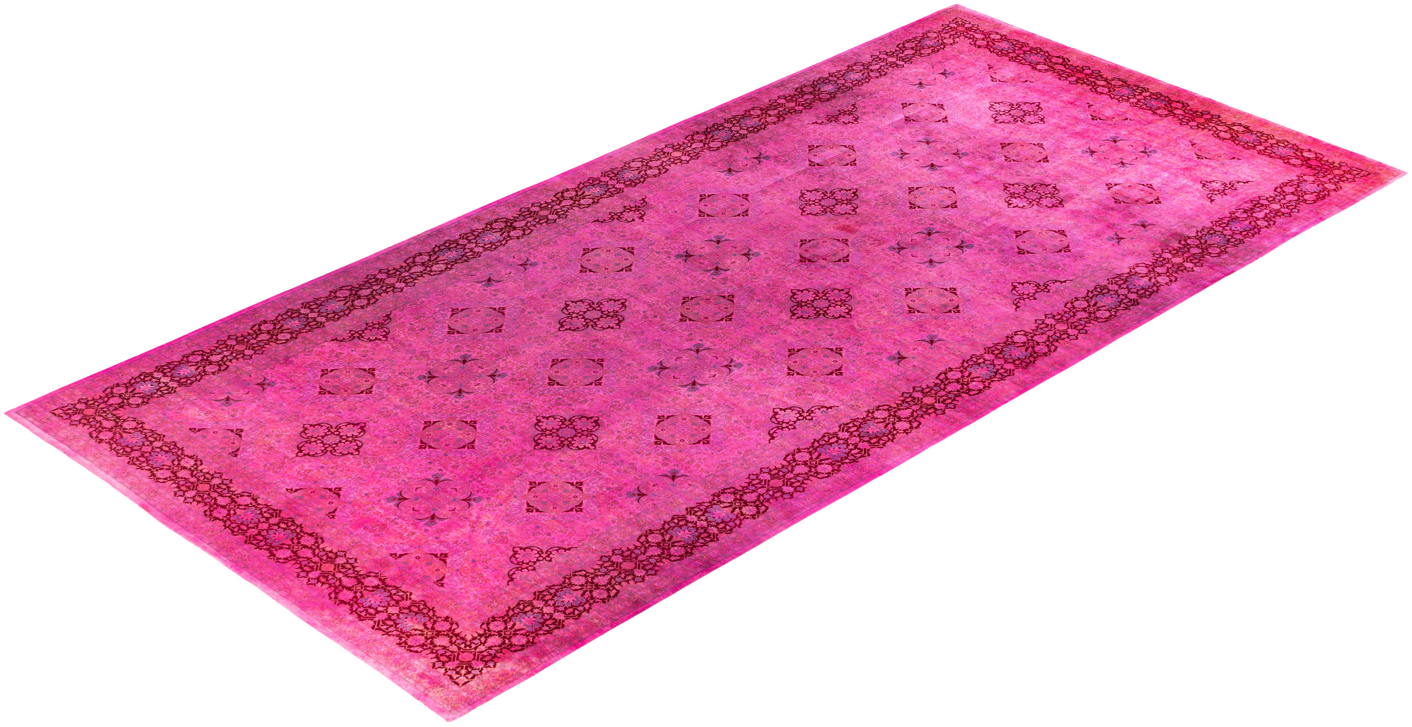 Tapis de sol en laine surteint et unique en son genre rose 9' 1