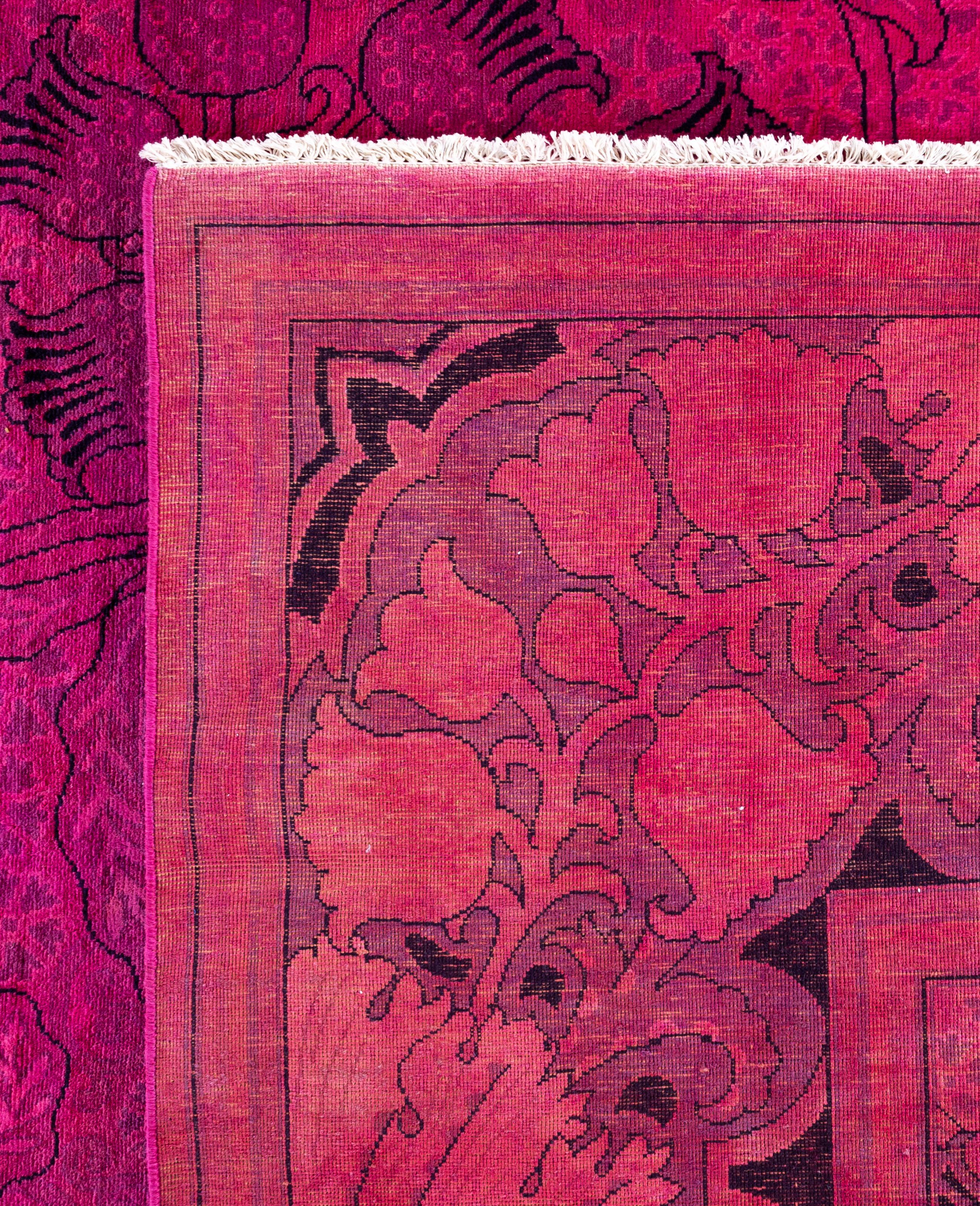 Overdyed One-of-a-Kind Wool Pink Area Rug 9' 10
