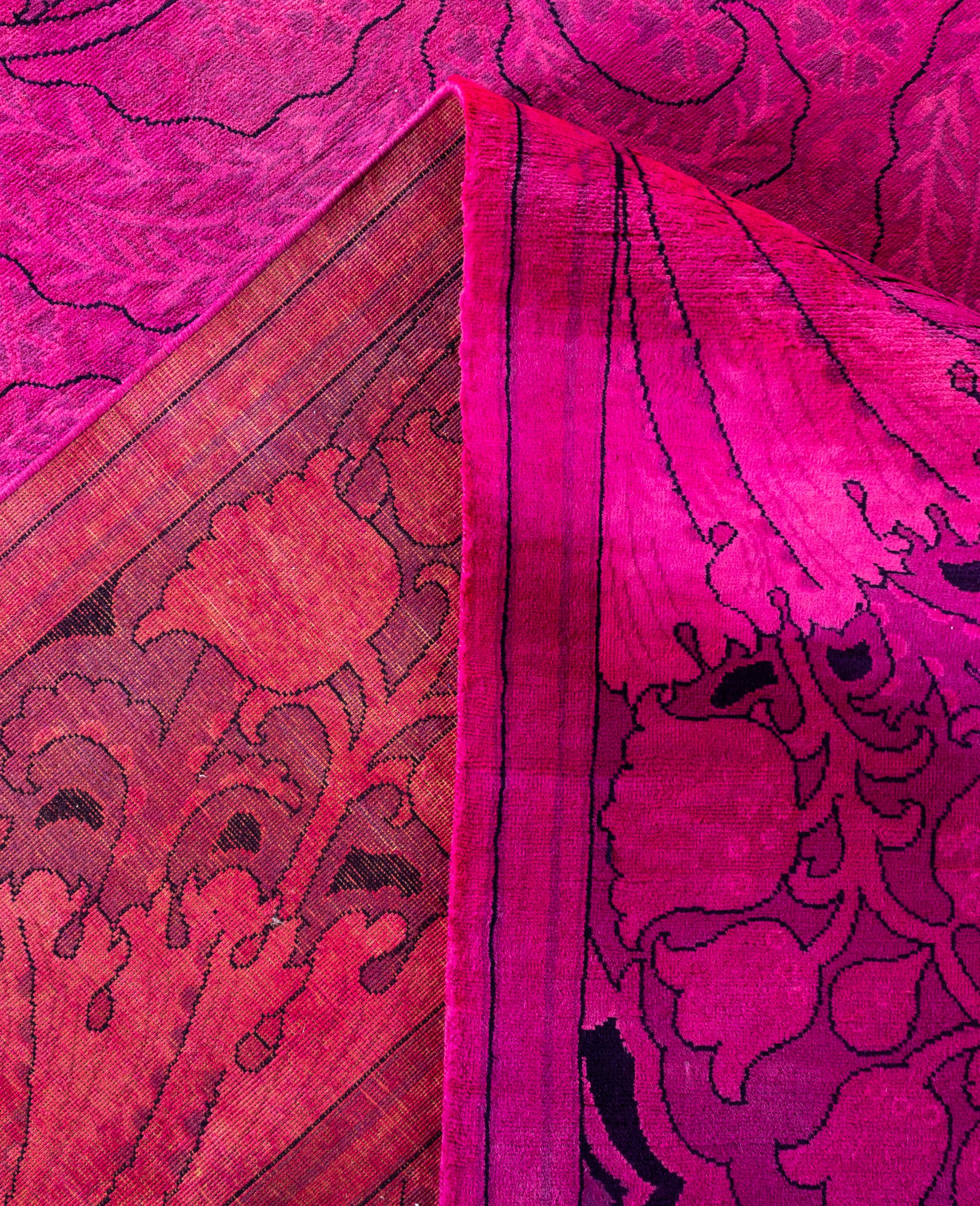Contemporary Overdyed One-of-a-Kind Wool Pink Area Rug 9' 10