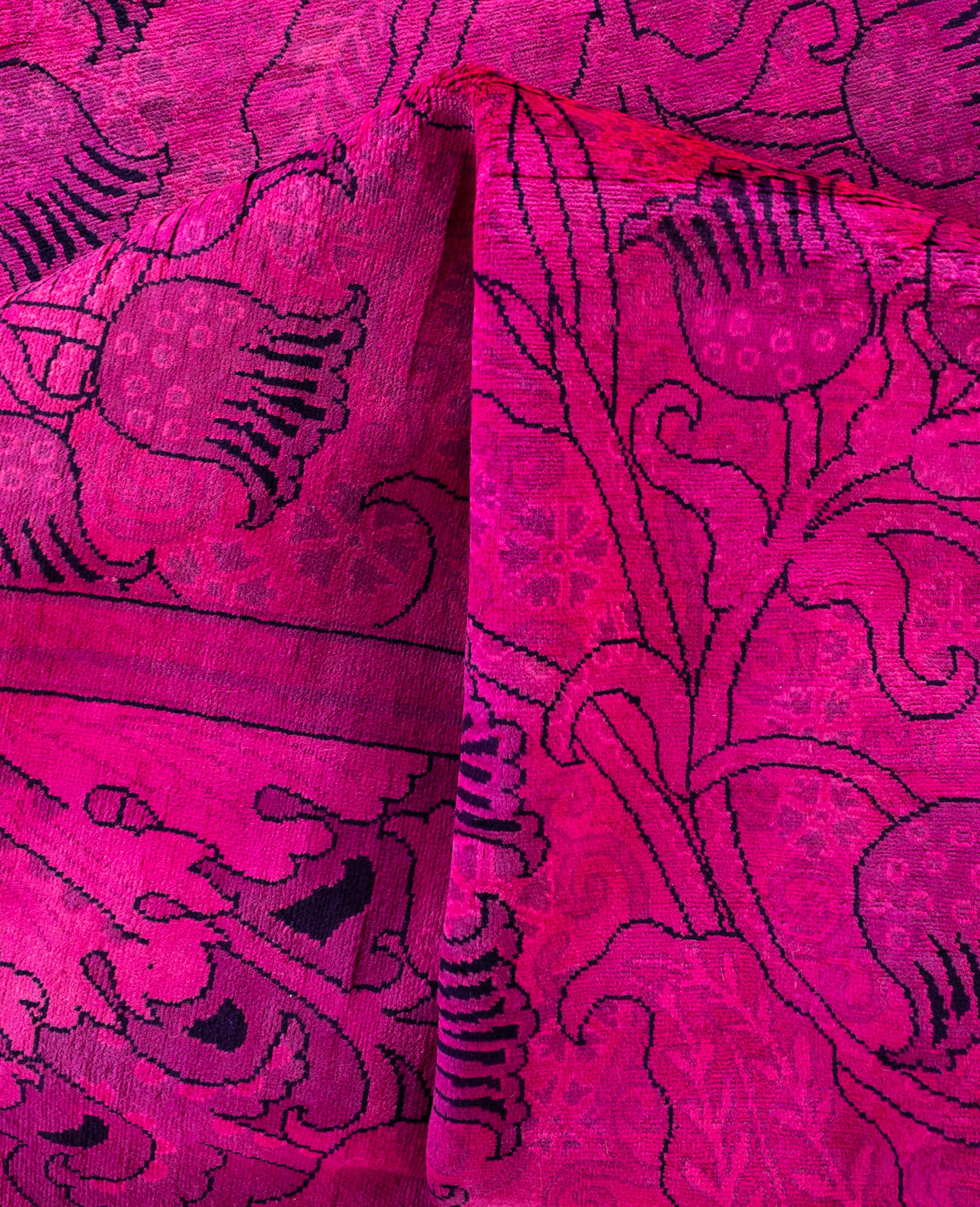 Overdyed One-of-a-Kind Wool Pink Area Rug 9' 10