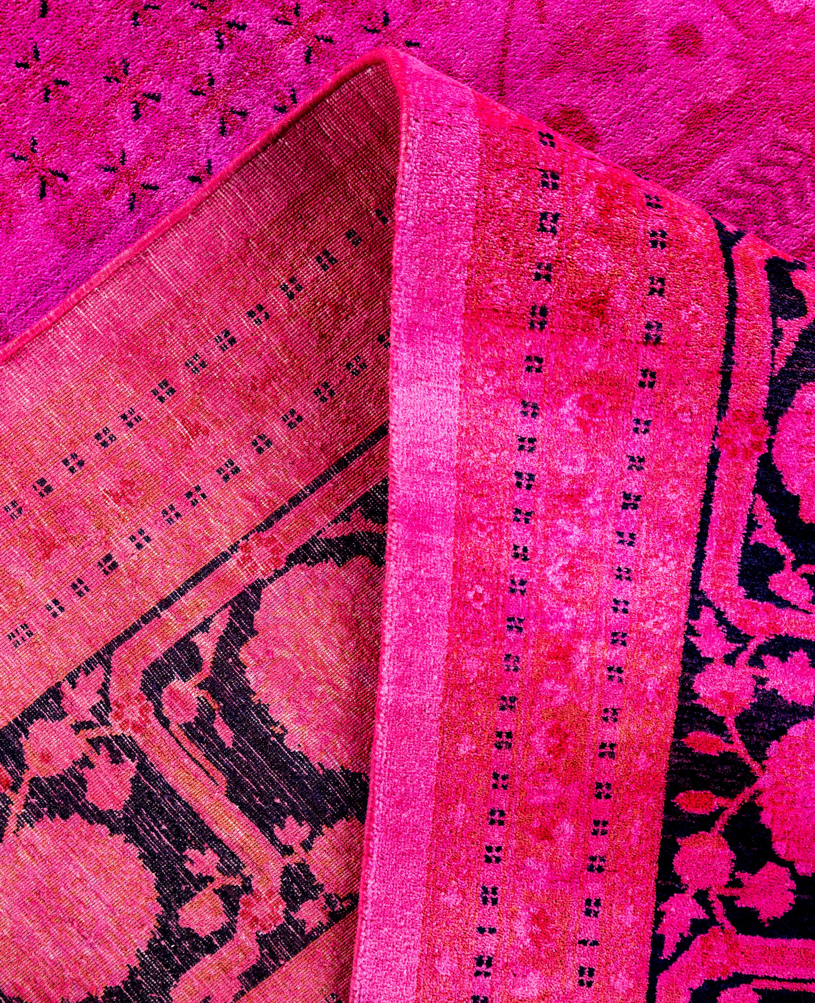 Contemporary Overdyed One-of-a-Kind Wool Pink Area Rug 9' 2