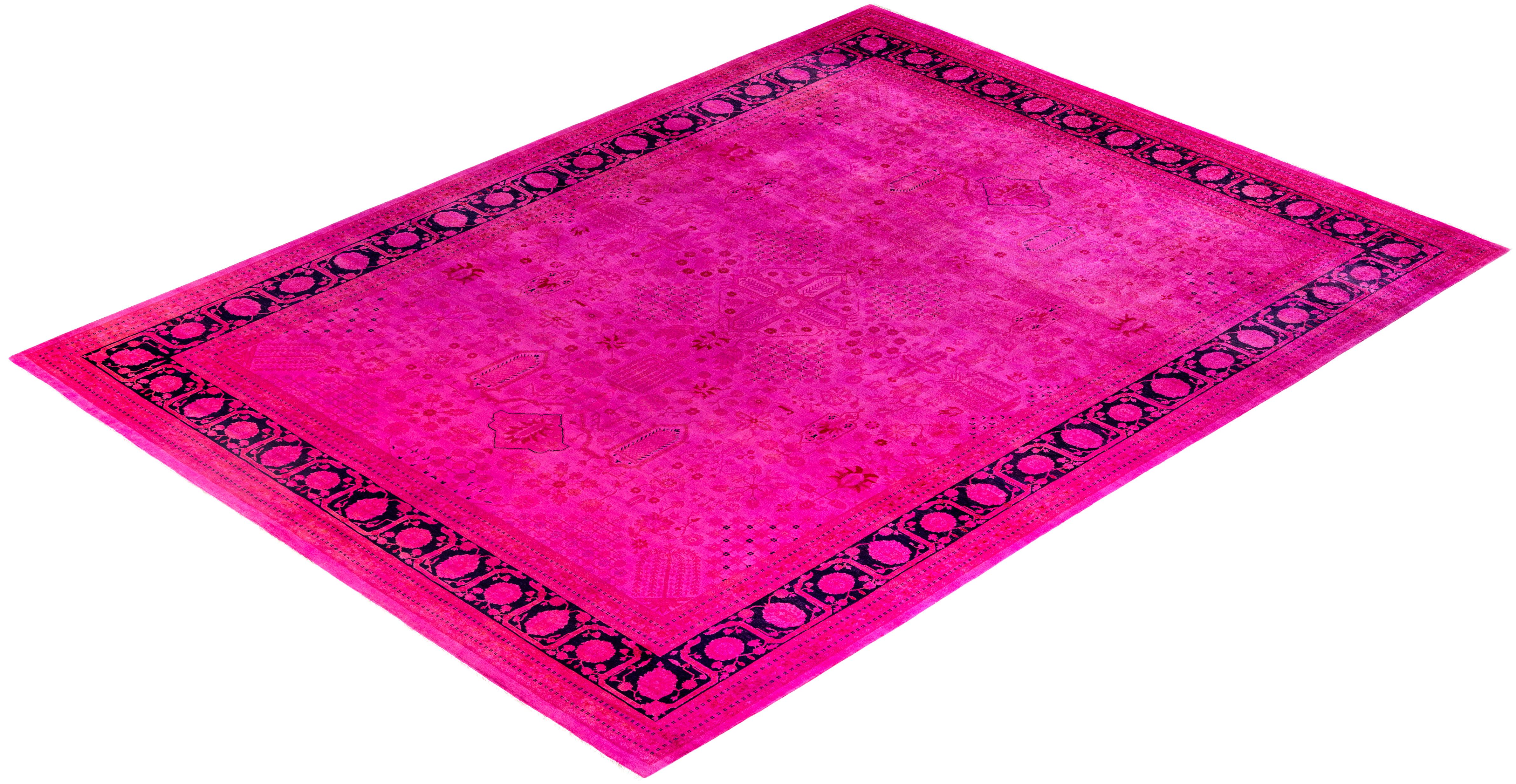 Overdyed One-of-a-Kind Wool Pink Area Rug 9' 2