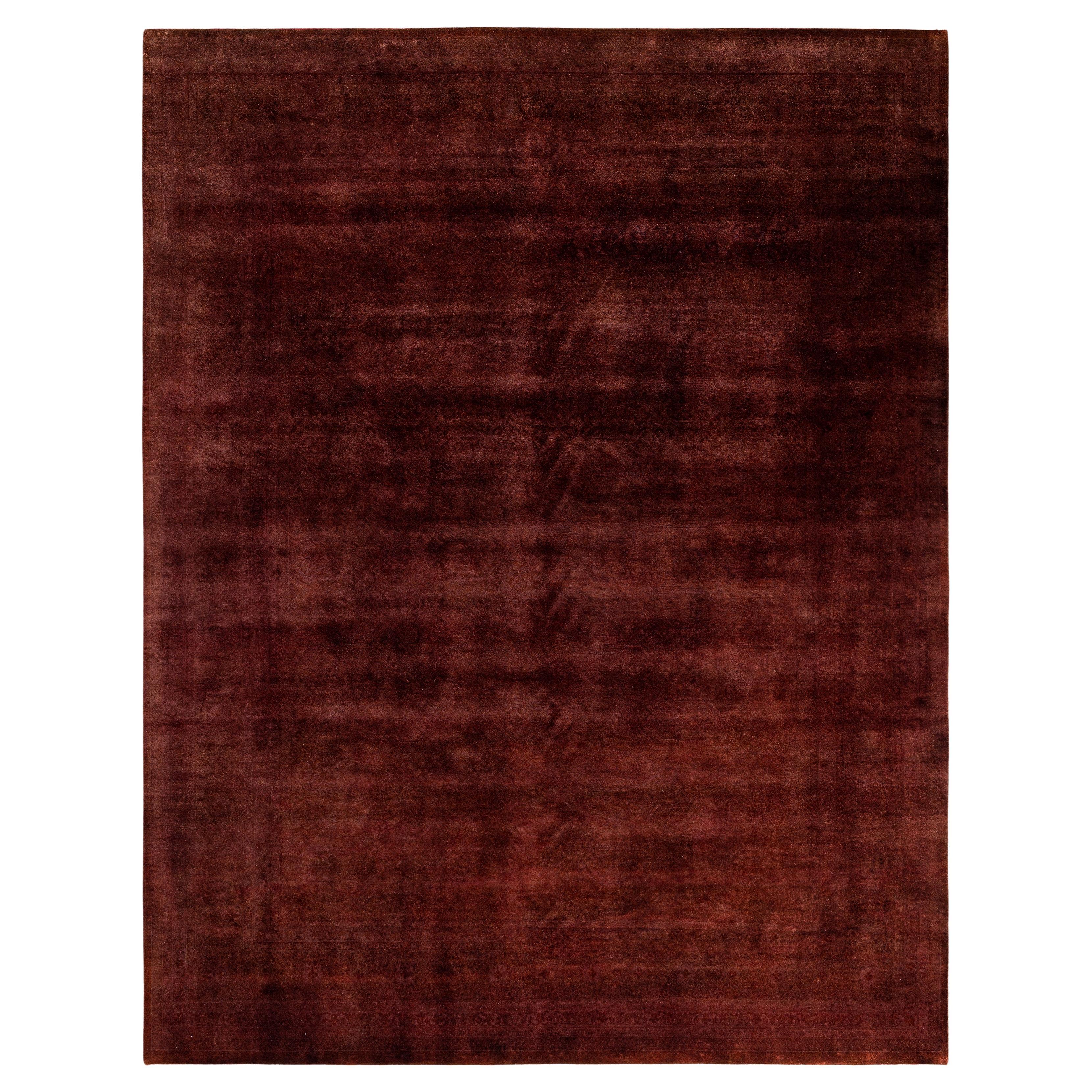 Tapis de zone en laine surteint unique en son genre rose 9' 3" x 12' 0"