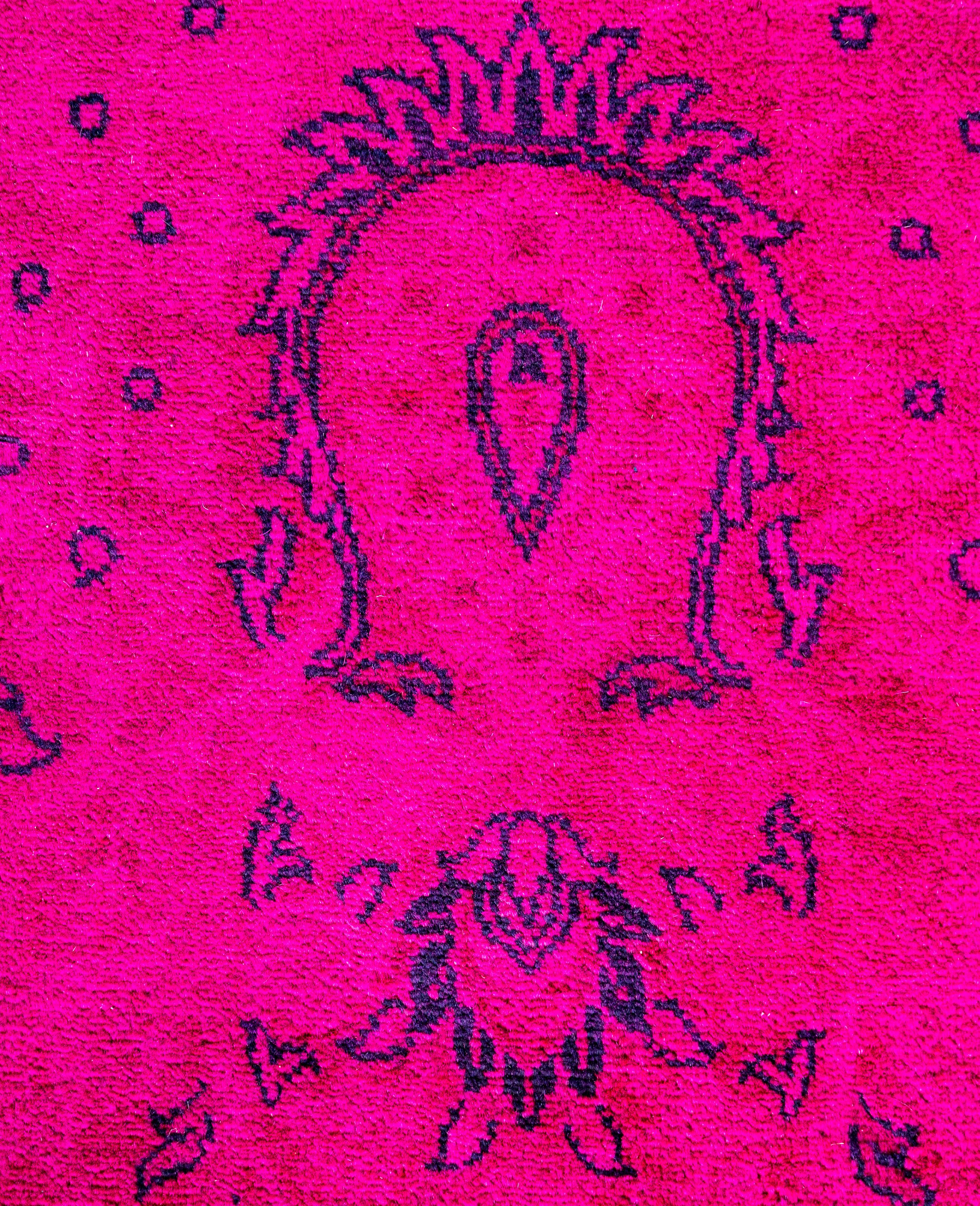 Pakistano Tappeto Area Rosa in Lana Overdyed One of a-Kind 9' 5