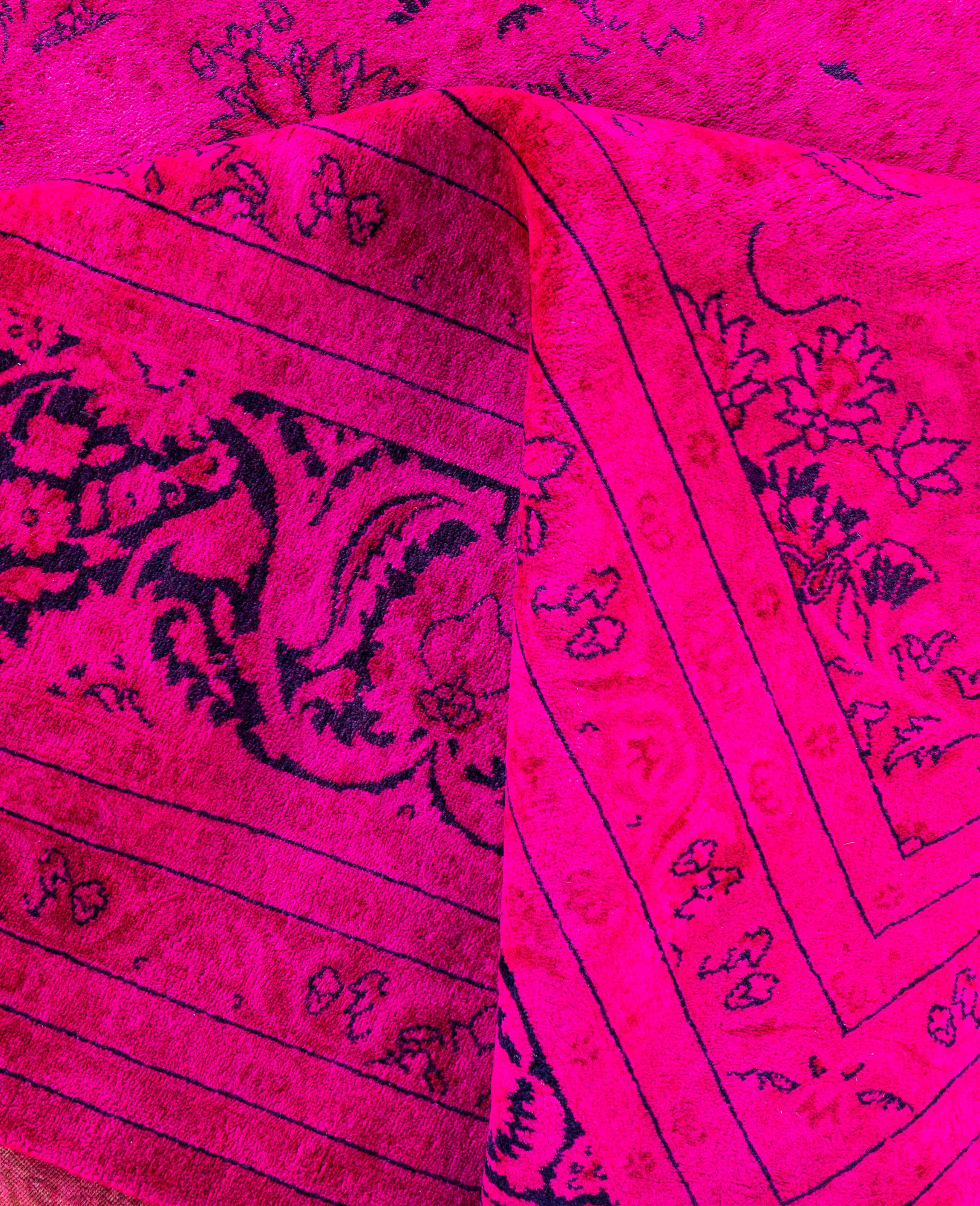 Tappeto Area Rosa in Lana Overdyed One of a-Kind 9' 5