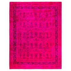 Tappeto Area Rosa in Lana Overdyed One of a-Kind 9' 5" x 12' 1"