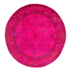 Overdyed One-of-a-Kind Wool Pink Round Area Rug 3' 1" x 3' 1"