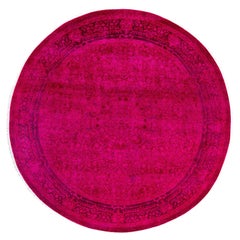 Tappeto tondo in lana rosa Overdyed One-of-a-Kind 7' 1" x 7' 1"