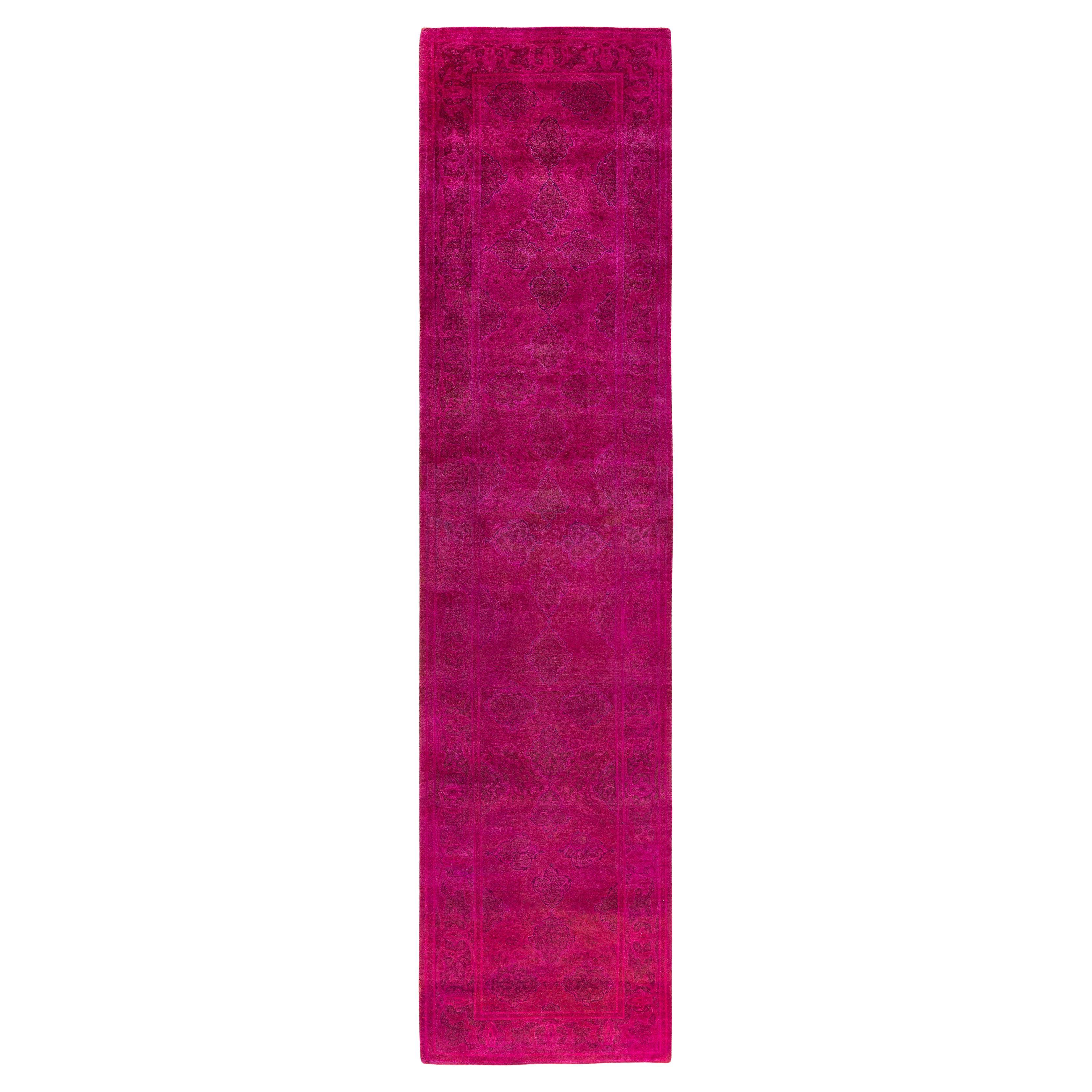 Overdyed One-of-a-Kind Wool Pink Runner 2' 6" x 10' 5"