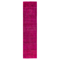 Runner rosa in lana sovratinto unico nel suo genere 2' 6" x 10' 5"