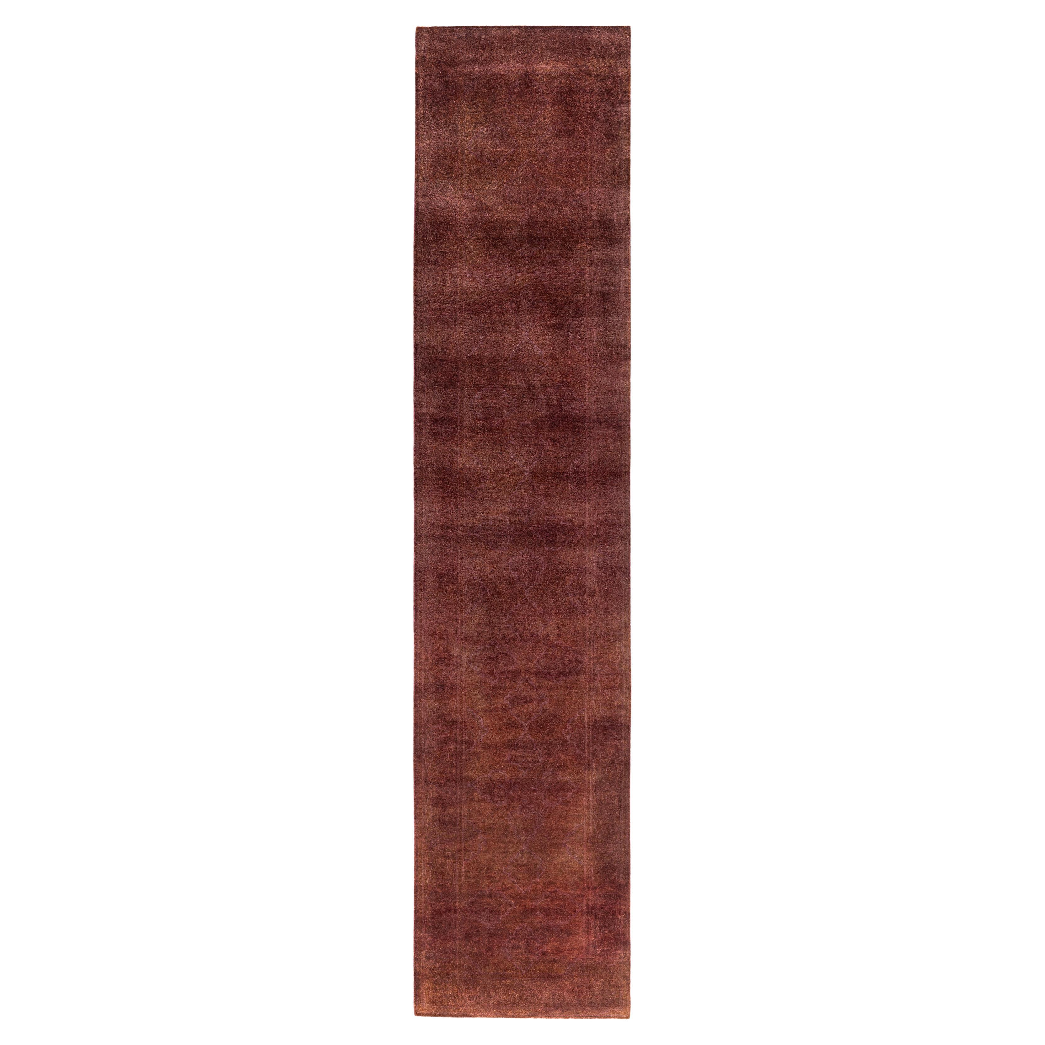 Runner rosa in lana tinta unita 2' 6" x 11' 10"