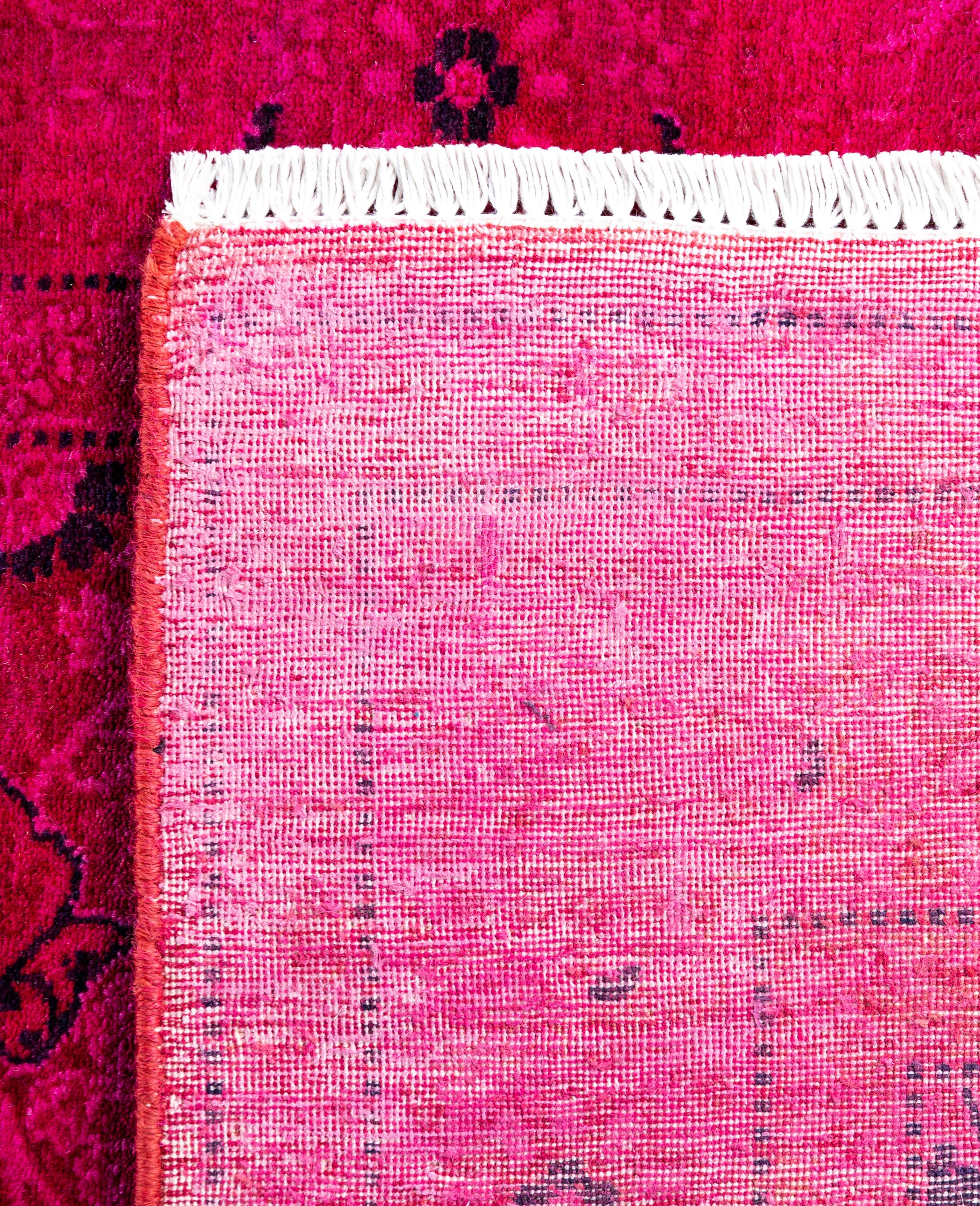 Overdyed One-of-a-Kind Wool Pink Runner 2' 6