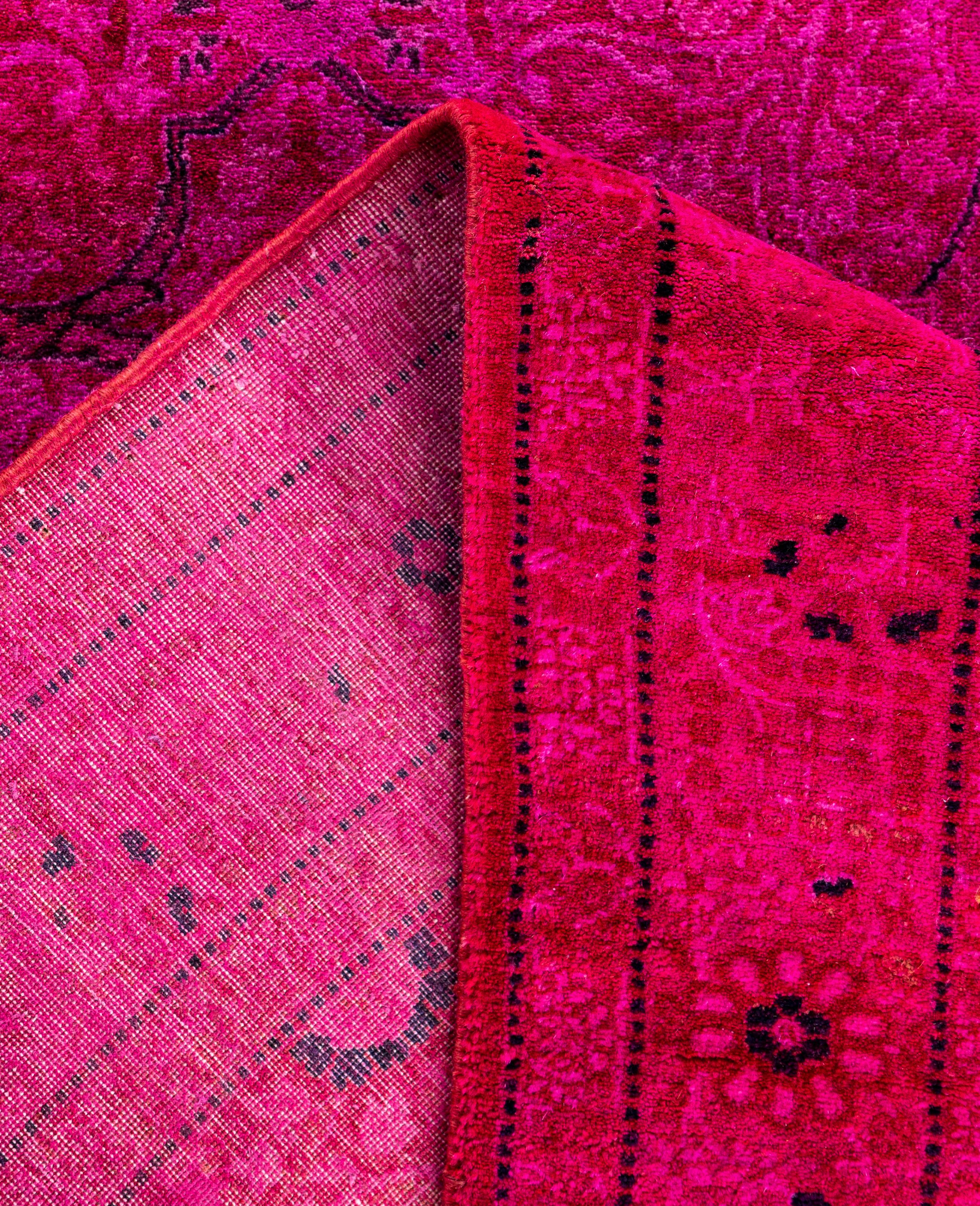 Contemporary Overdyed One-of-a-Kind Wool Pink Runner 2' 6
