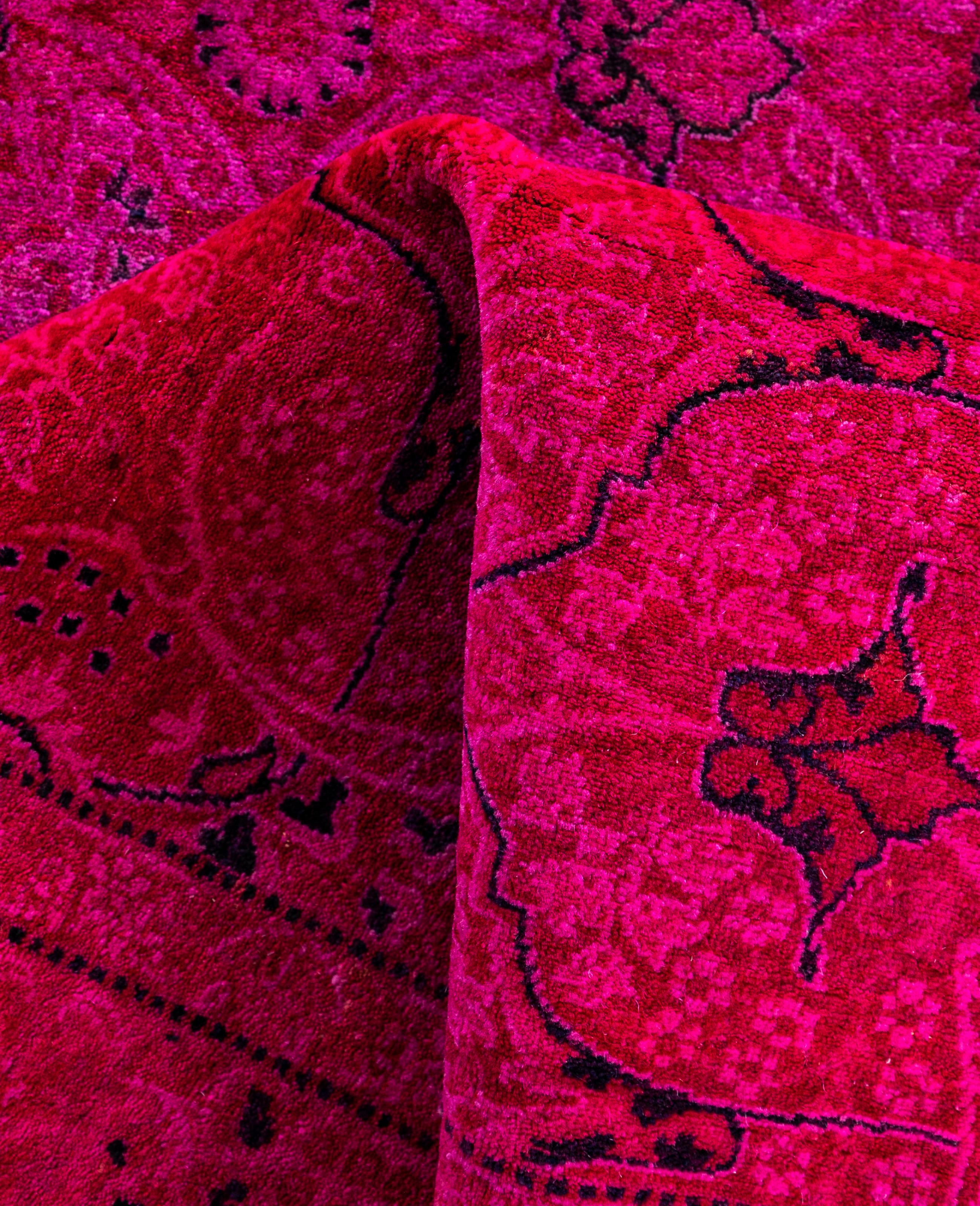 Overdyed One-of-a-Kind Wool Pink Runner 2' 6