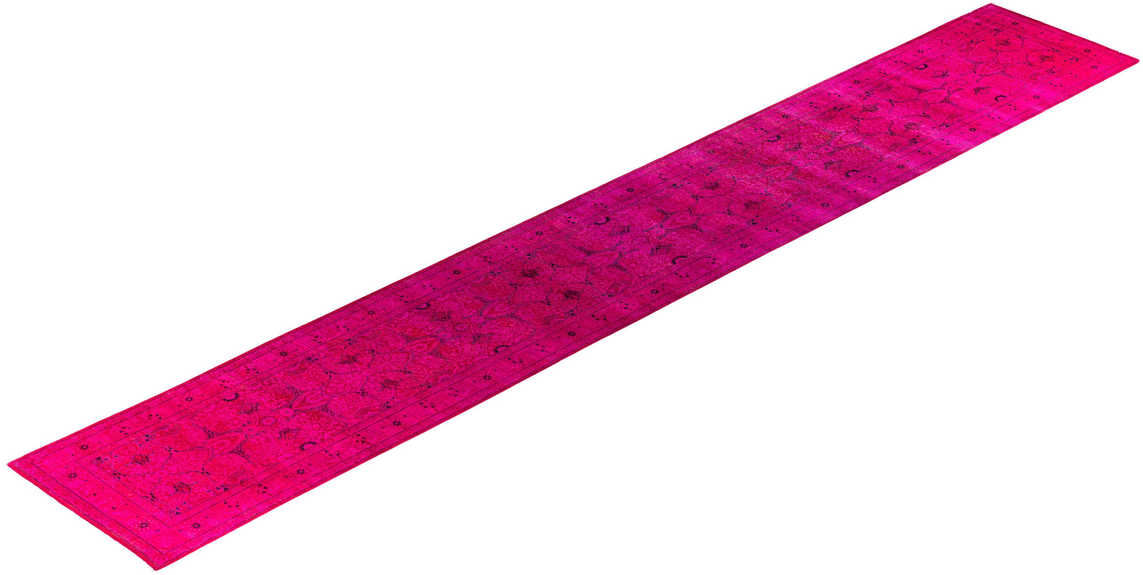 Overdyed One-of-a-Kind Wool Pink Runner 2' 6