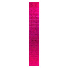 Runner rosa in lana unico sovratinto 2' 6" x 16' 1"