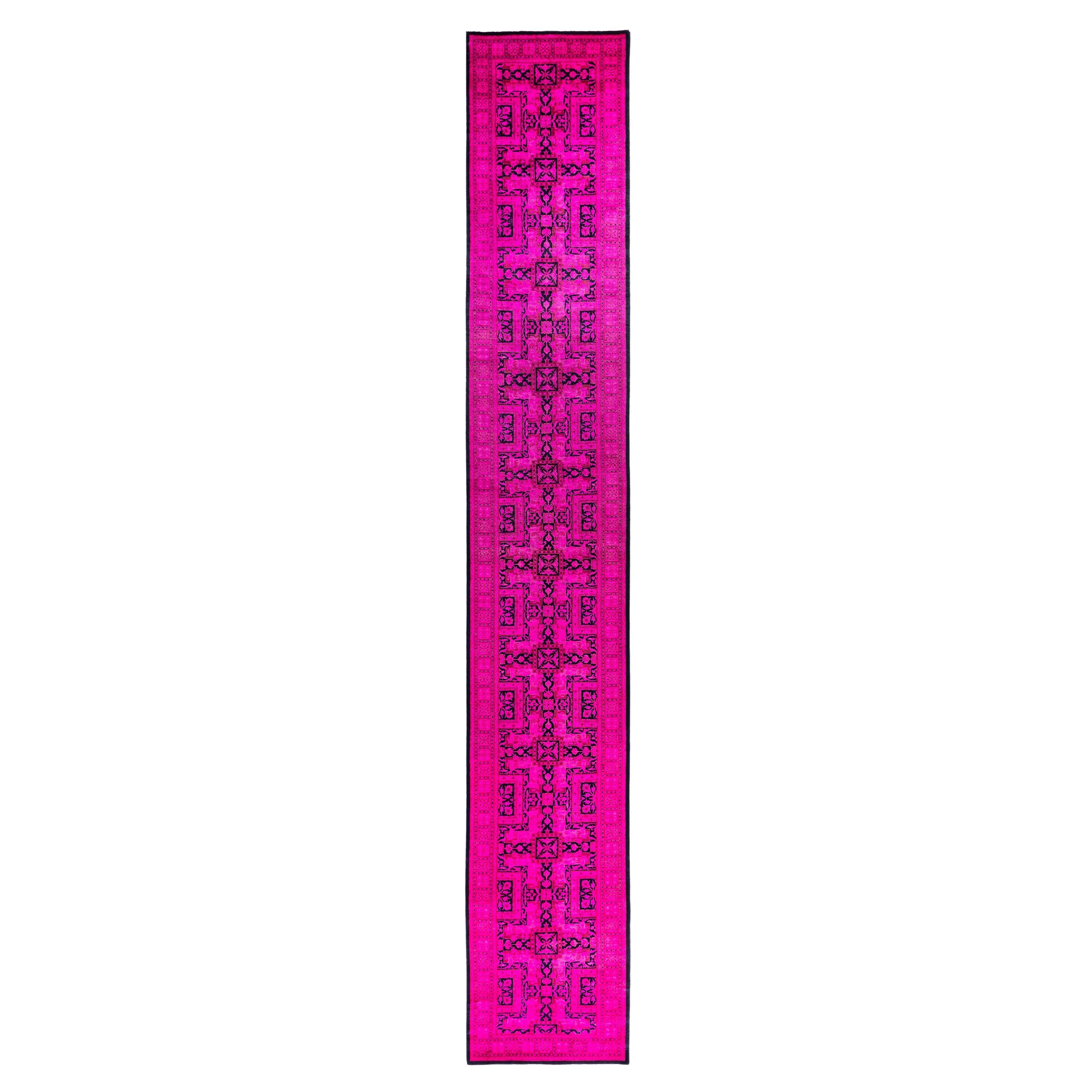 Runner rosa in lana tinto in massa 2' 7" x 17' 6" in vendita