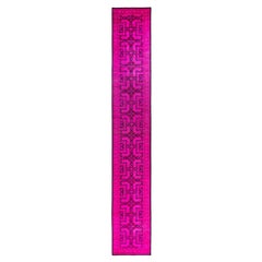 Runner rosa in lana tinto in massa 2' 7" x 17' 6"