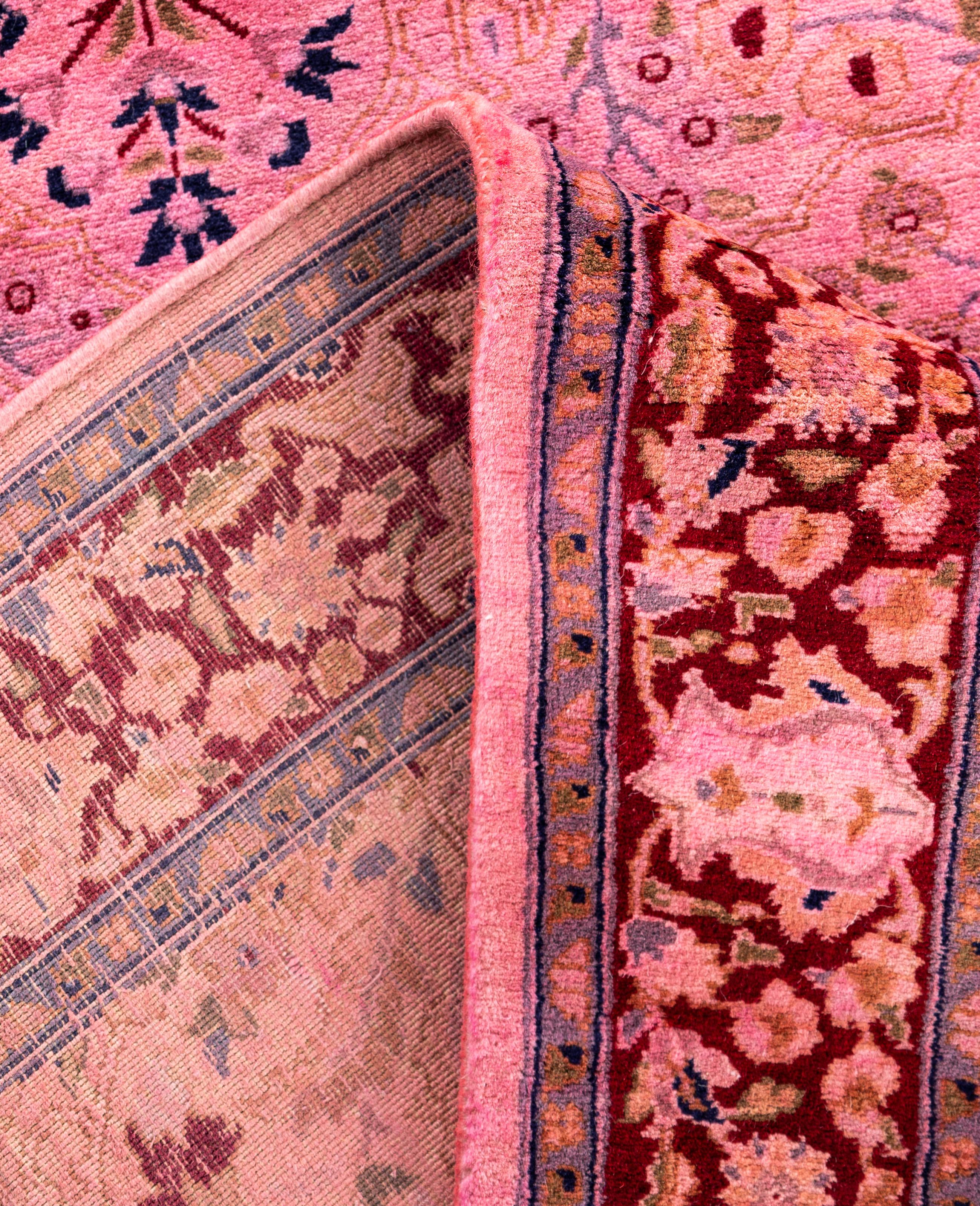 Contemporary Overdyed One-of-a-Kind Wool Pink Runner 2' 7