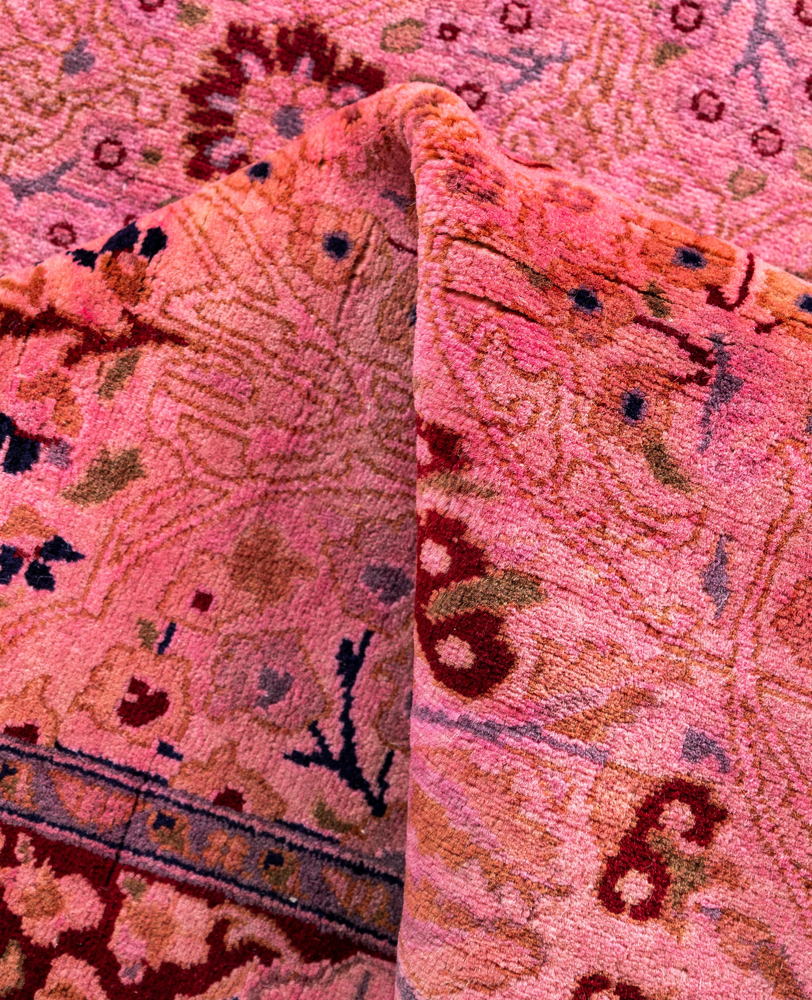 Overdyed One-of-a-Kind Wool Pink Runner 2' 7