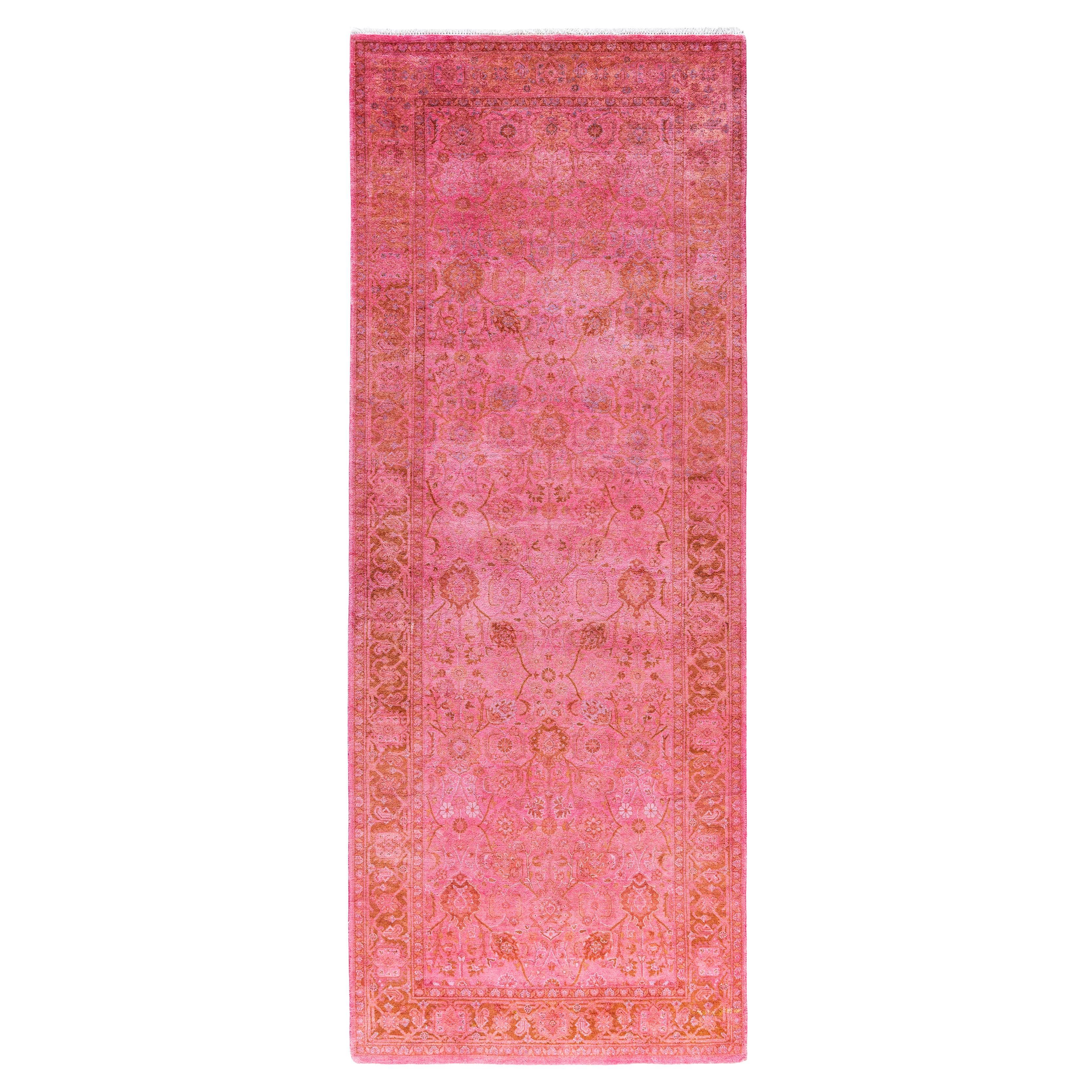 Overdyed One-of-a-Kind Wool Pink Runner 3' 1" x 8' 1"